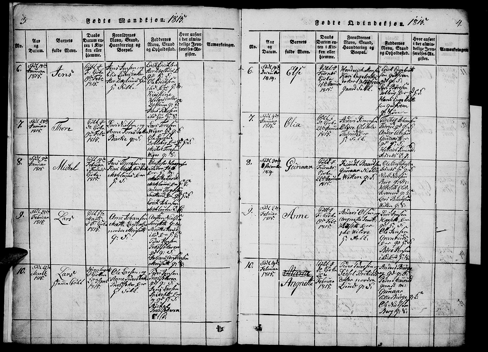 Vang prestekontor, Hedmark, SAH/PREST-008/H/Ha/Haa/L0008: Parish register (official) no. 8, 1815-1826, p. 3-4