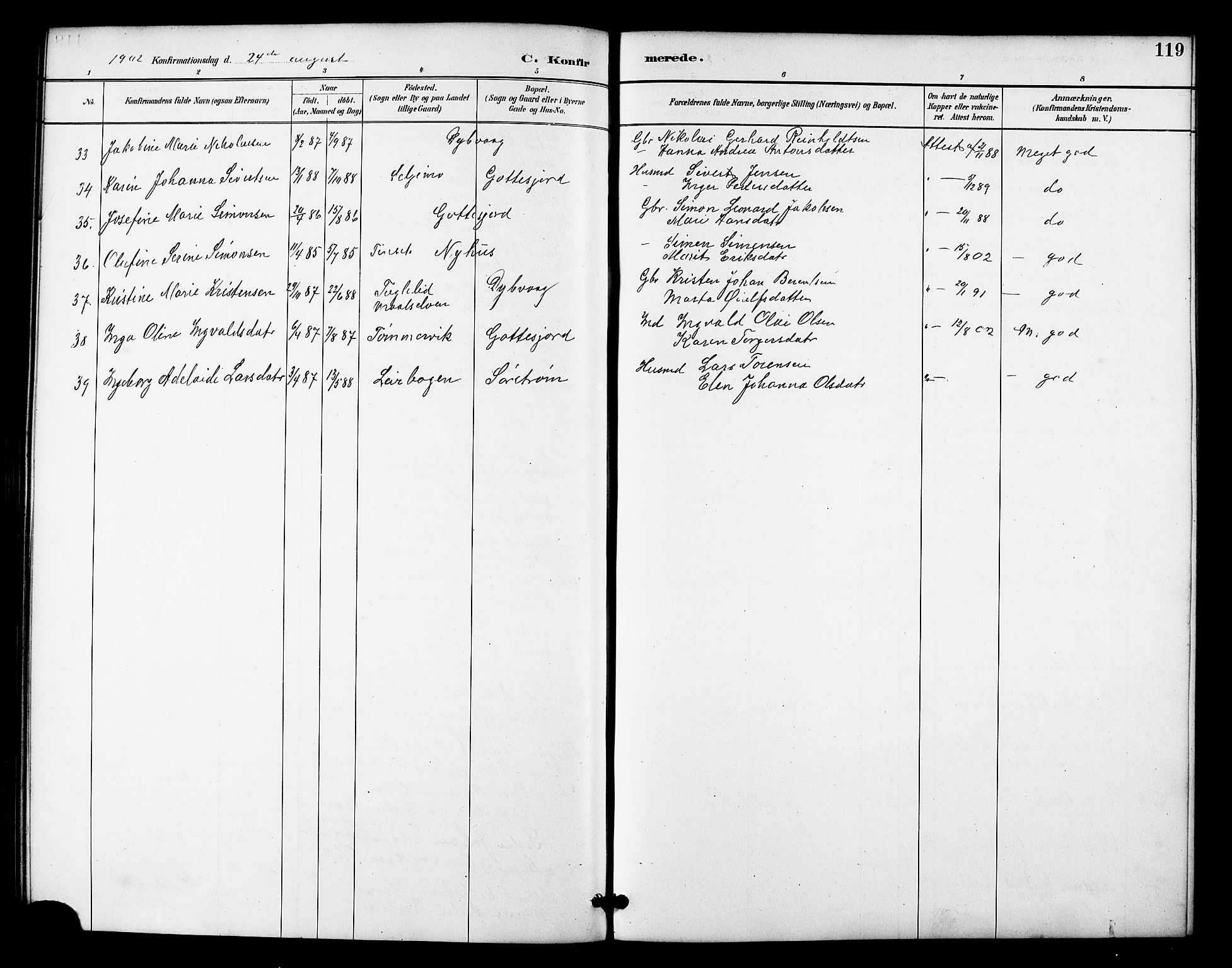 Tranøy sokneprestkontor, SATØ/S-1313/I/Ia/Iab/L0022klokker: Parish register (copy) no. 22, 1887-1912, p. 119
