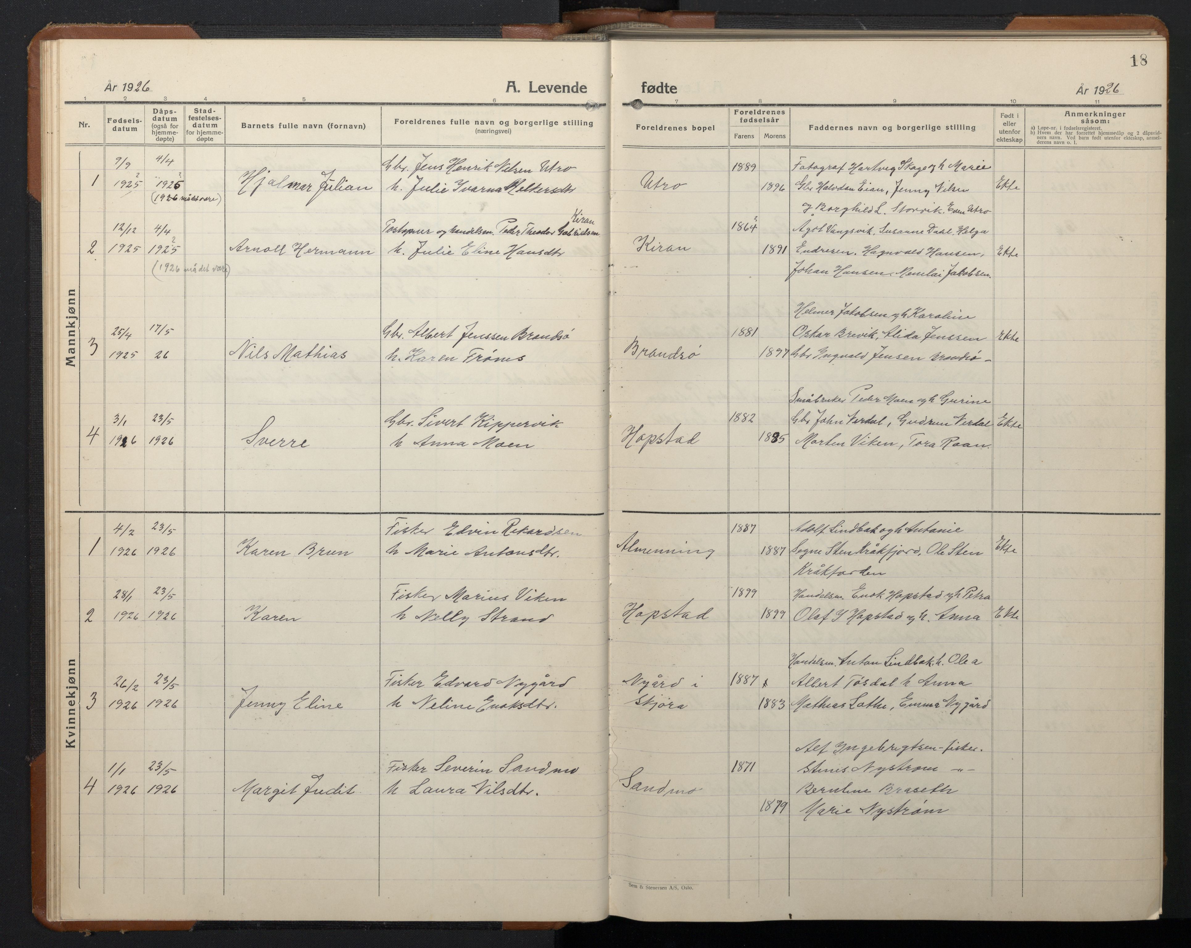 Ministerialprotokoller, klokkerbøker og fødselsregistre - Sør-Trøndelag, SAT/A-1456/657/L0718: Parish register (copy) no. 657C05, 1923-1948, p. 18