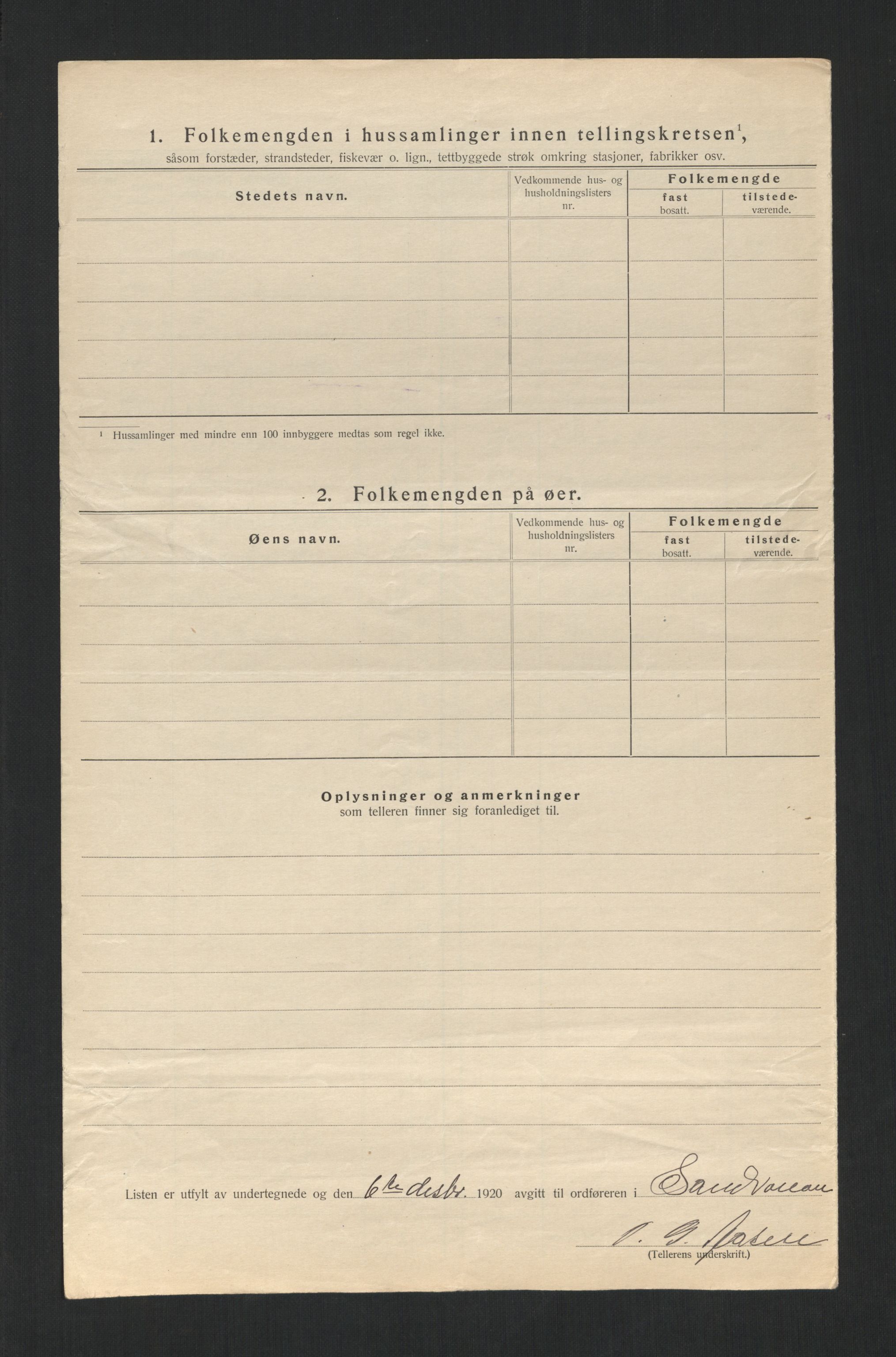 SAT, 1920 census for Sandvollan, 1920, p. 11