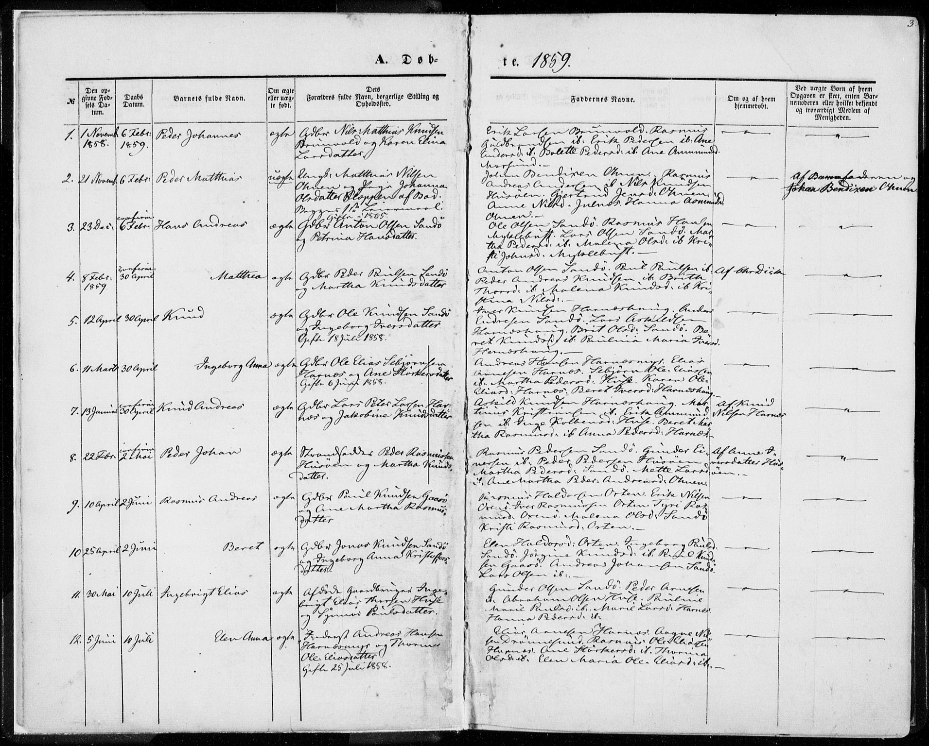 Ministerialprotokoller, klokkerbøker og fødselsregistre - Møre og Romsdal, AV/SAT-A-1454/561/L0728: Parish register (official) no. 561A02, 1858-1878, p. 3