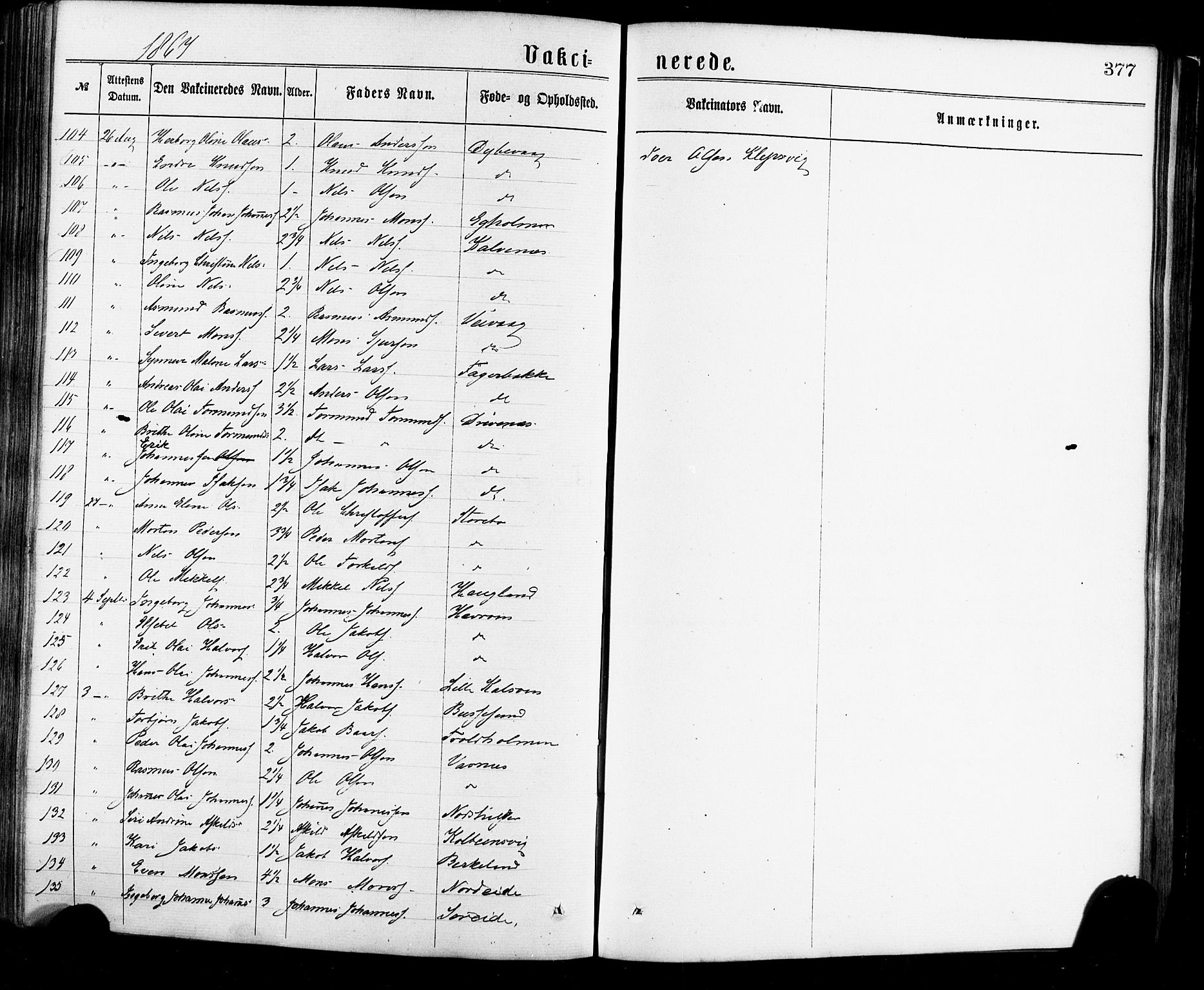 Sund sokneprestembete, AV/SAB-A-99930: Parish register (official) no. A 15, 1867-1881, p. 377