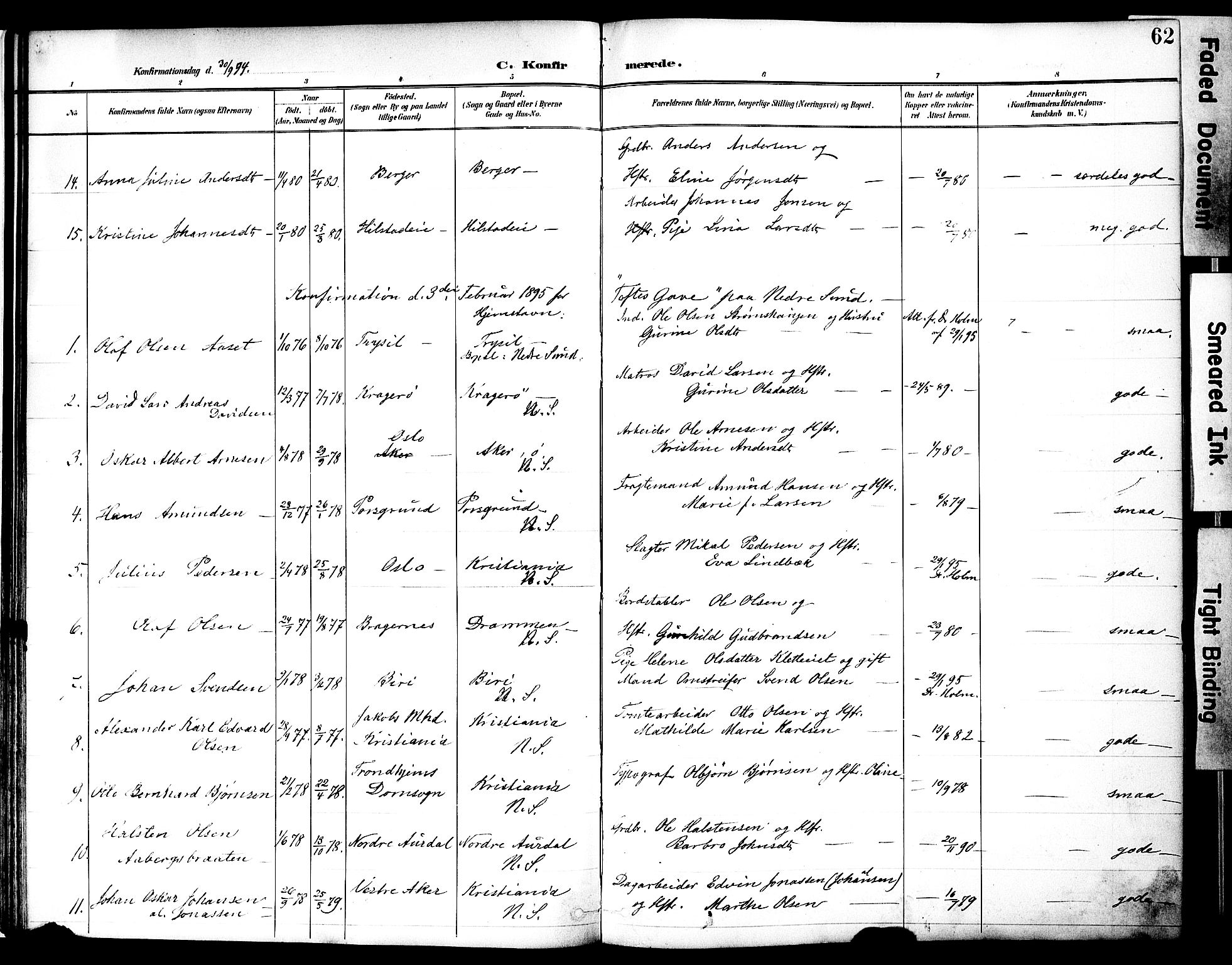 Nes prestekontor, Hedmark, AV/SAH-PREST-020/K/Ka/L0010: Parish register (official) no. 10, 1887-1905, p. 62