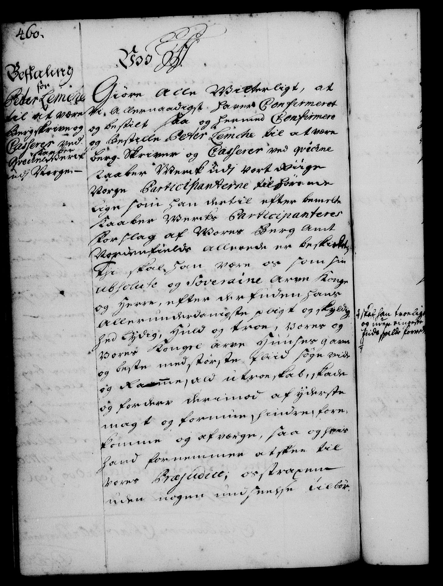 Rentekammeret, Kammerkanselliet, RA/EA-3111/G/Gg/Gge/L0001: Norsk bestallingsprotokoll med register (merket RK 53.25), 1720-1730, p. 460