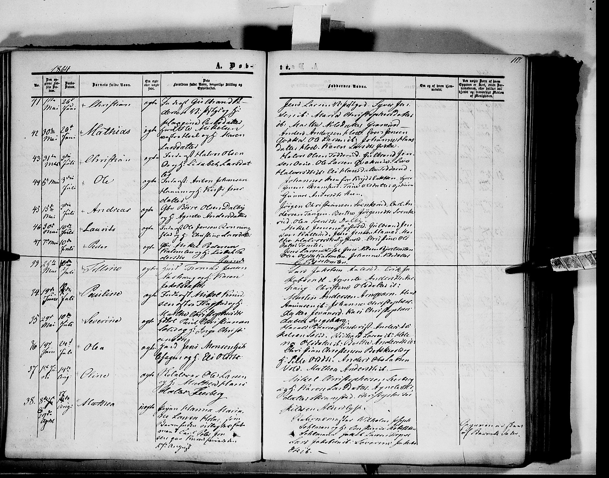 Vang prestekontor, Hedmark, AV/SAH-PREST-008/H/Ha/Haa/L0012: Parish register (official) no. 12, 1855-1870, p. 117