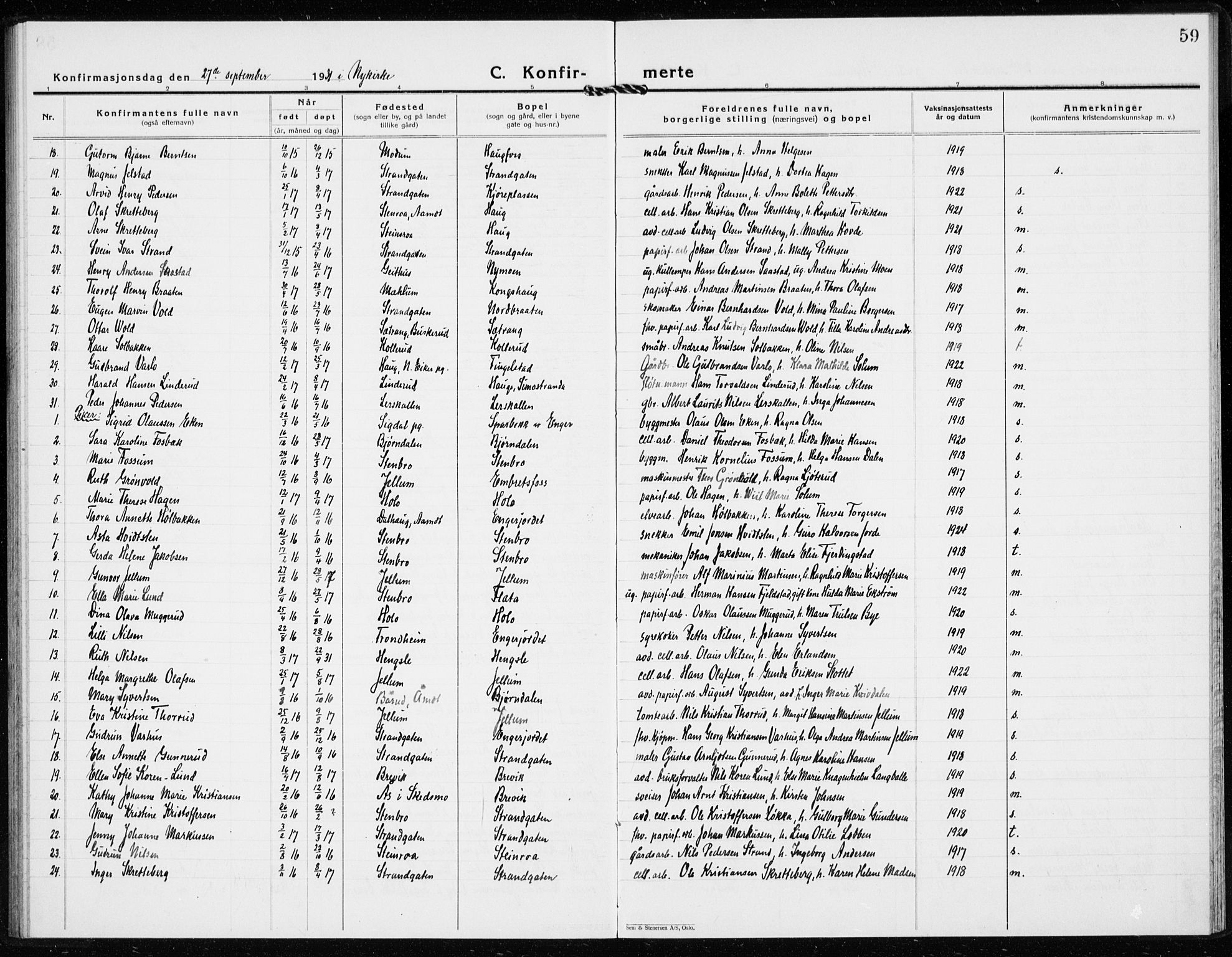 Modum kirkebøker, AV/SAKO-A-234/G/Gc/L0003: Parish register (copy) no. III 3, 1926-1934, p. 59