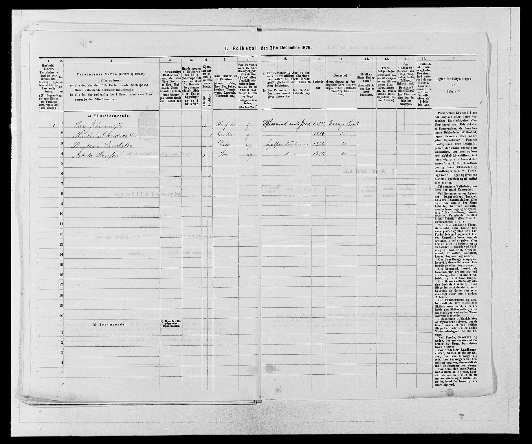 SAB, 1875 census for 1235P Voss, 1875, p. 1997