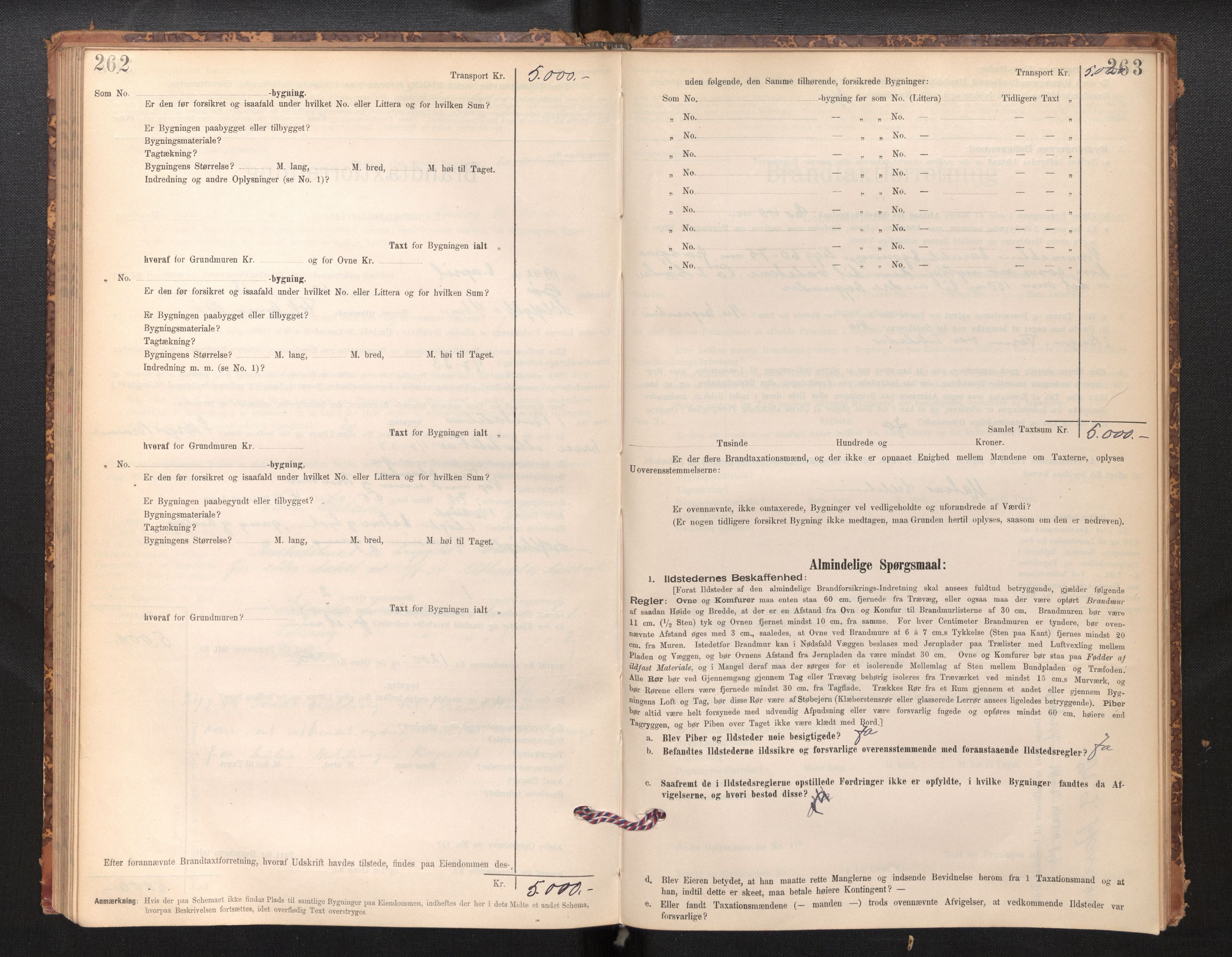 Lensmannen i Stryn og Innvik, SAB/A-30201/0012/L0002: Branntakstprotokoll, skjematakst, 1894-1942, p. 262-263