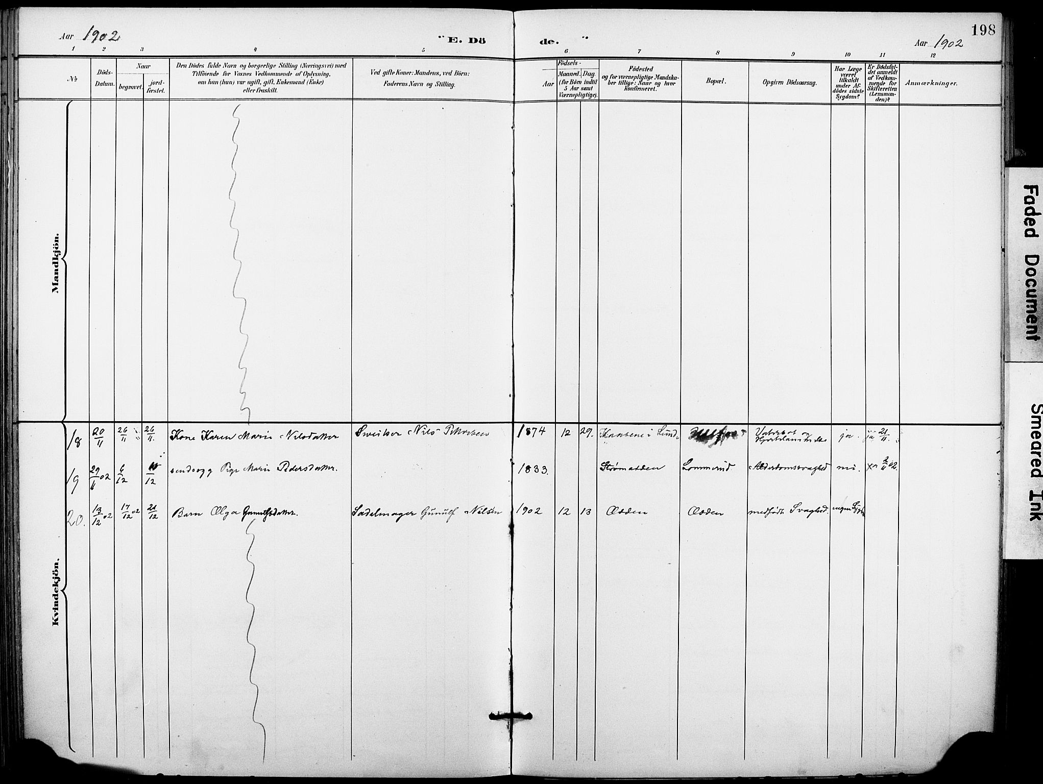 Holla kirkebøker, SAKO/A-272/F/Fa/L0010: Parish register (official) no. 10, 1897-1907, p. 198
