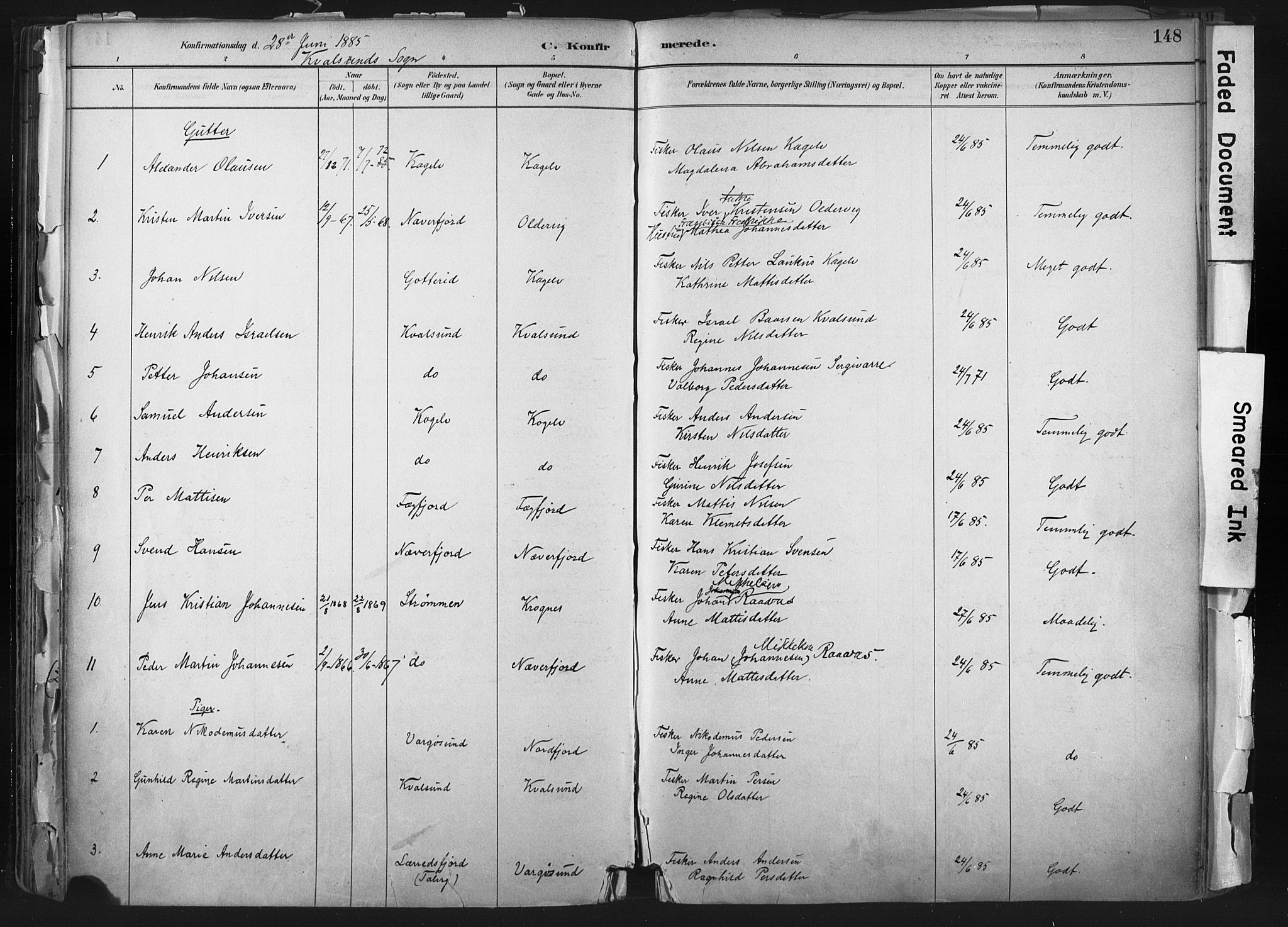 Hammerfest sokneprestkontor, SATØ/S-1347: Parish register (official) no. 11 /2, 1885-1897, p. 148