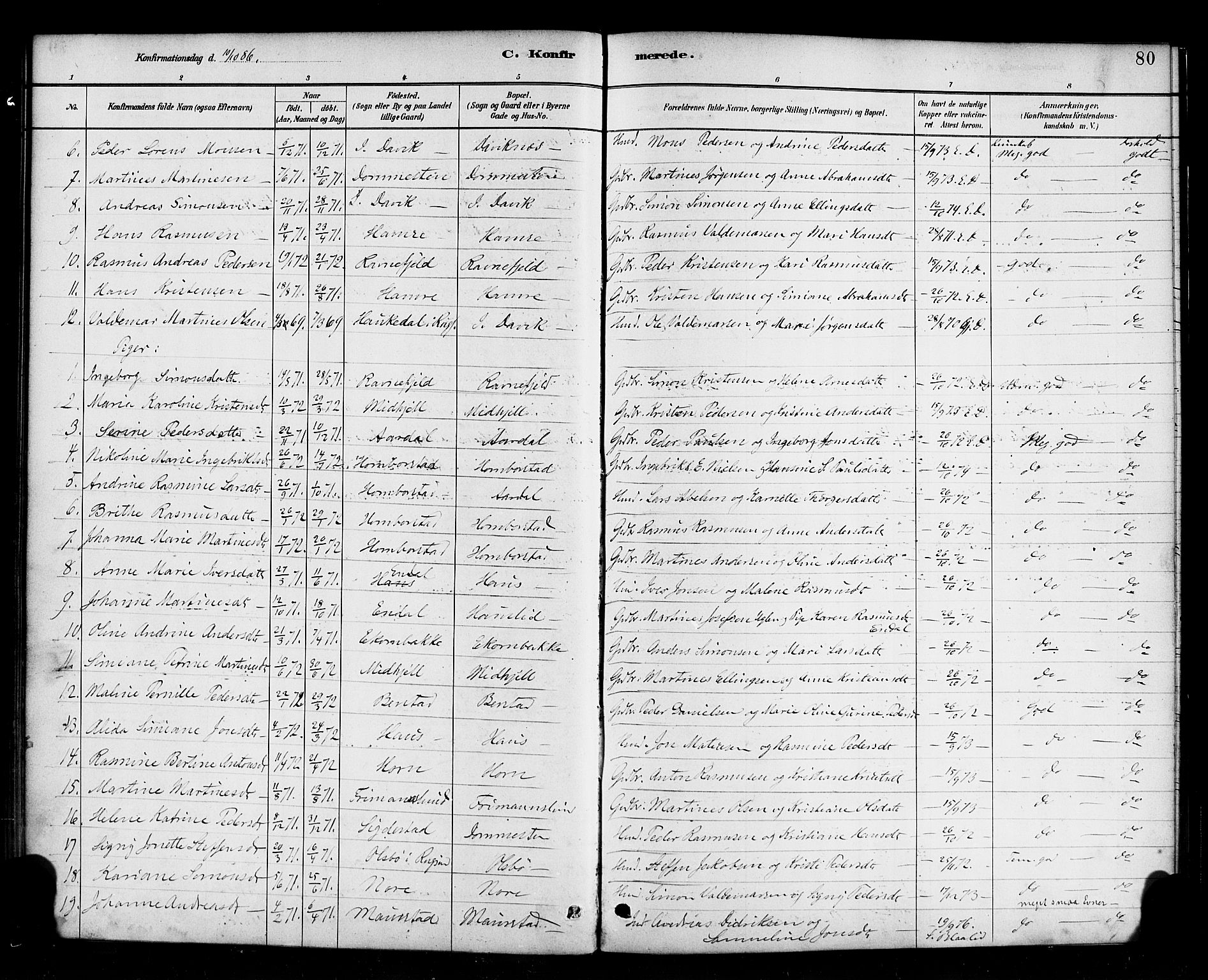 Davik sokneprestembete, AV/SAB-A-79701/H/Haa/Haab/L0001: Parish register (official) no. B 1, 1882-1900, p. 80