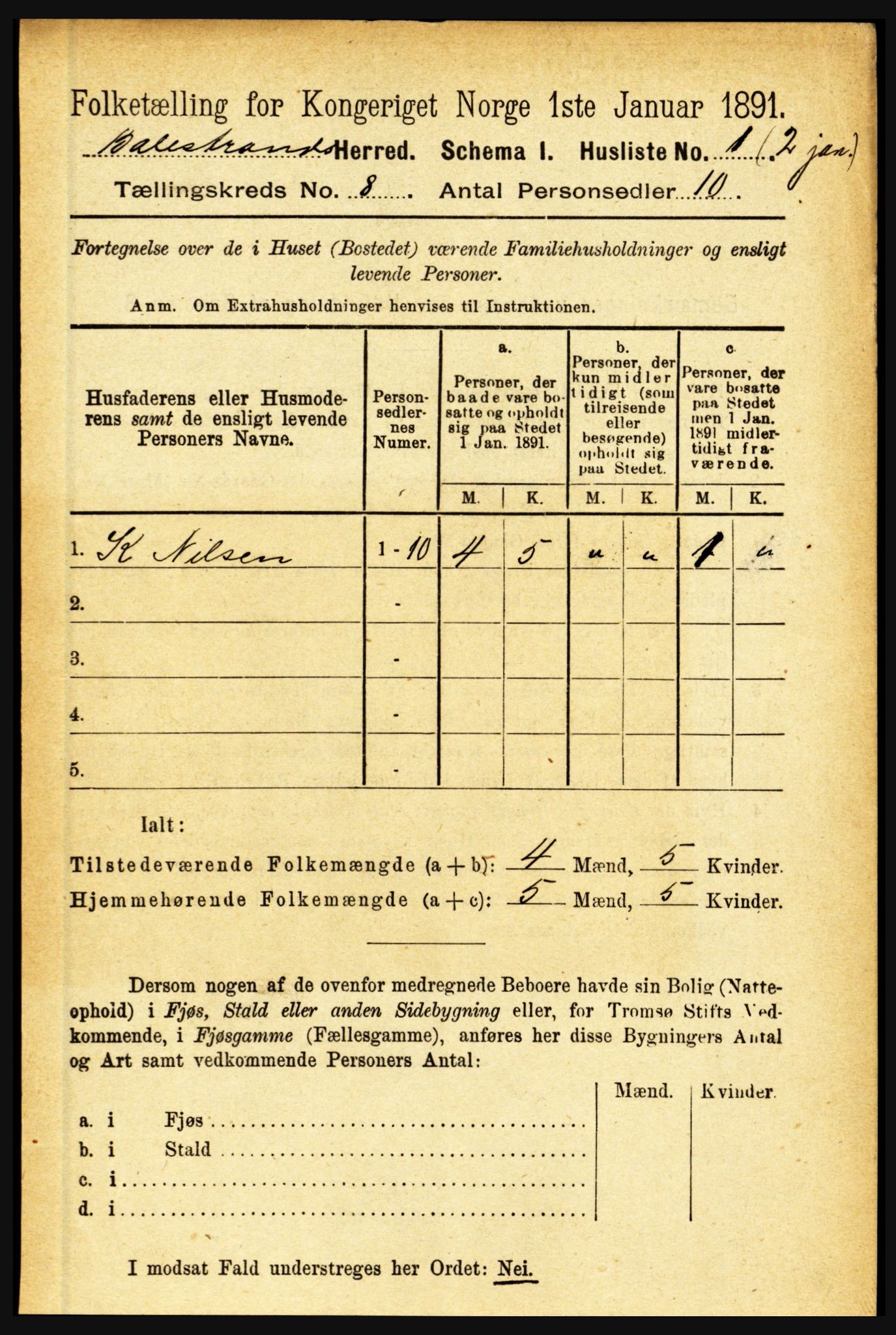 RA, 1891 census for 1418 Balestrand, 1891, p. 1680