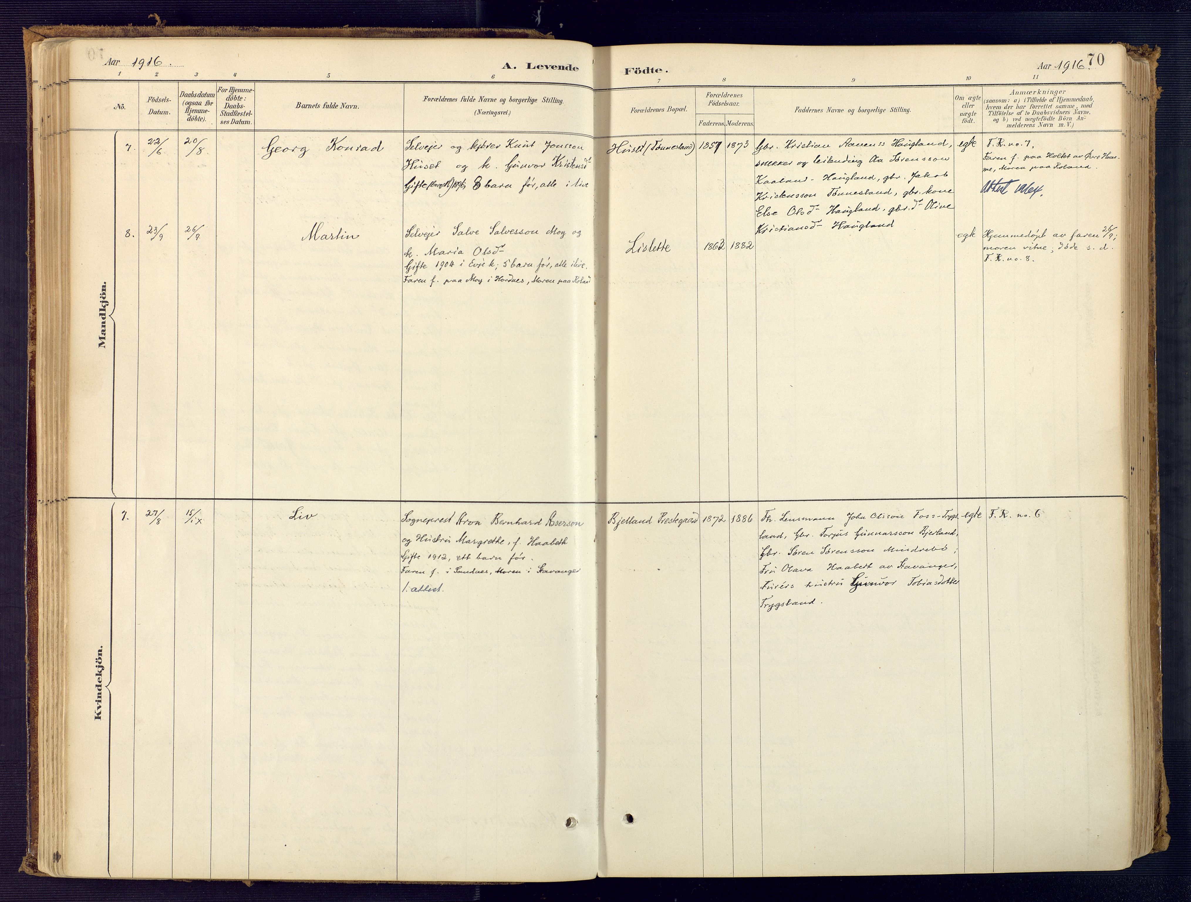 Bjelland sokneprestkontor, AV/SAK-1111-0005/F/Fa/Faa/L0004: Parish register (official) no. A 4, 1887-1923, p. 70