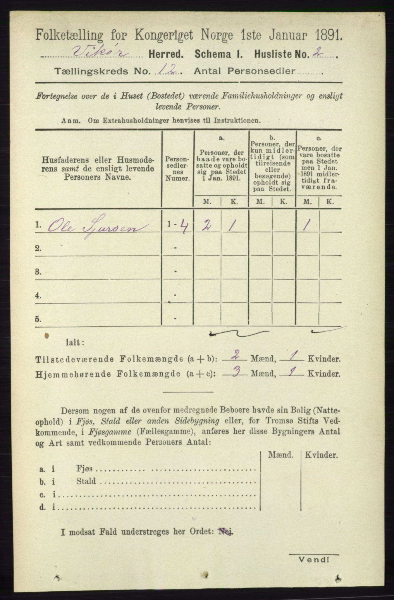 RA, 1891 census for 1238 Vikør, 1891, p. 3259