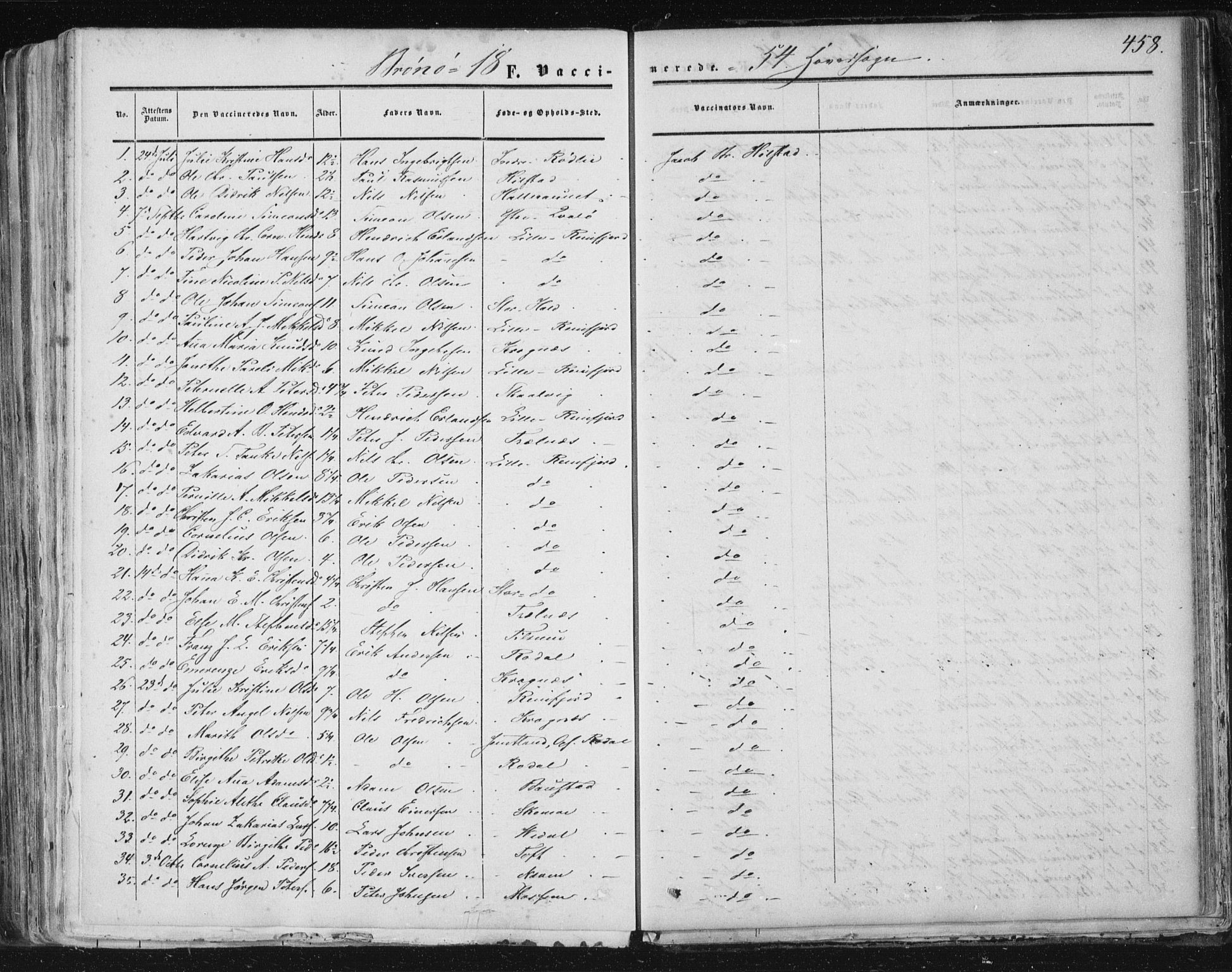 Ministerialprotokoller, klokkerbøker og fødselsregistre - Nordland, SAT/A-1459/813/L0198: Parish register (official) no. 813A08, 1834-1874, p. 458