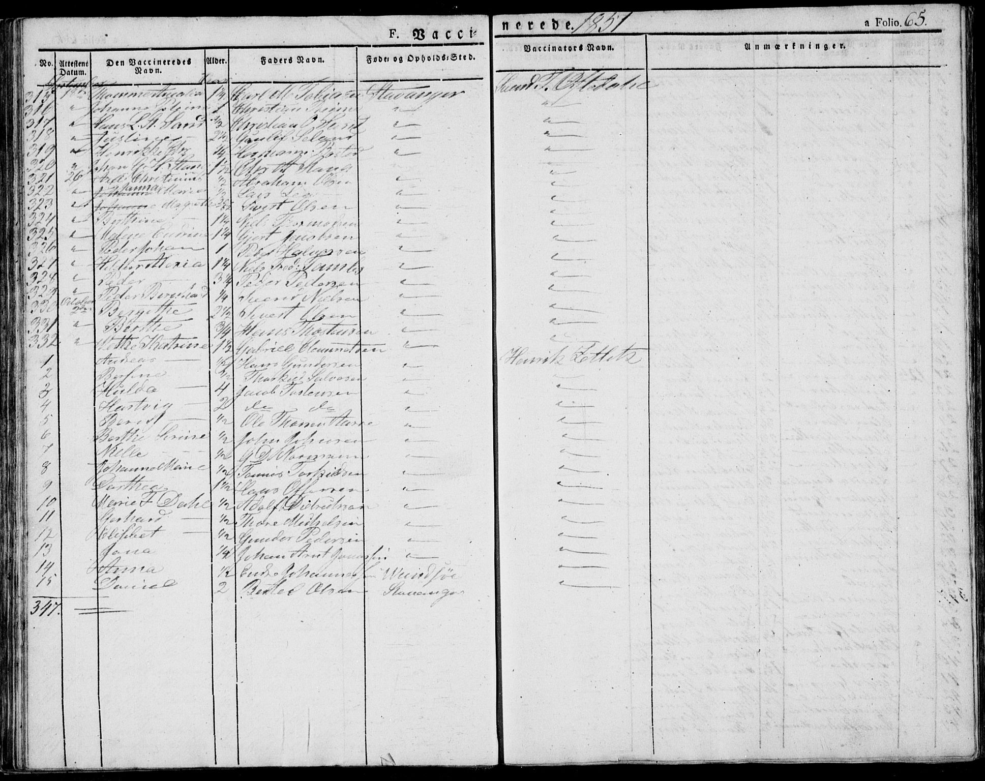 Domkirken sokneprestkontor, AV/SAST-A-101812/001/30/30BA/L0010: Parish register (official) no. A 10, 1821-1859, p. 65