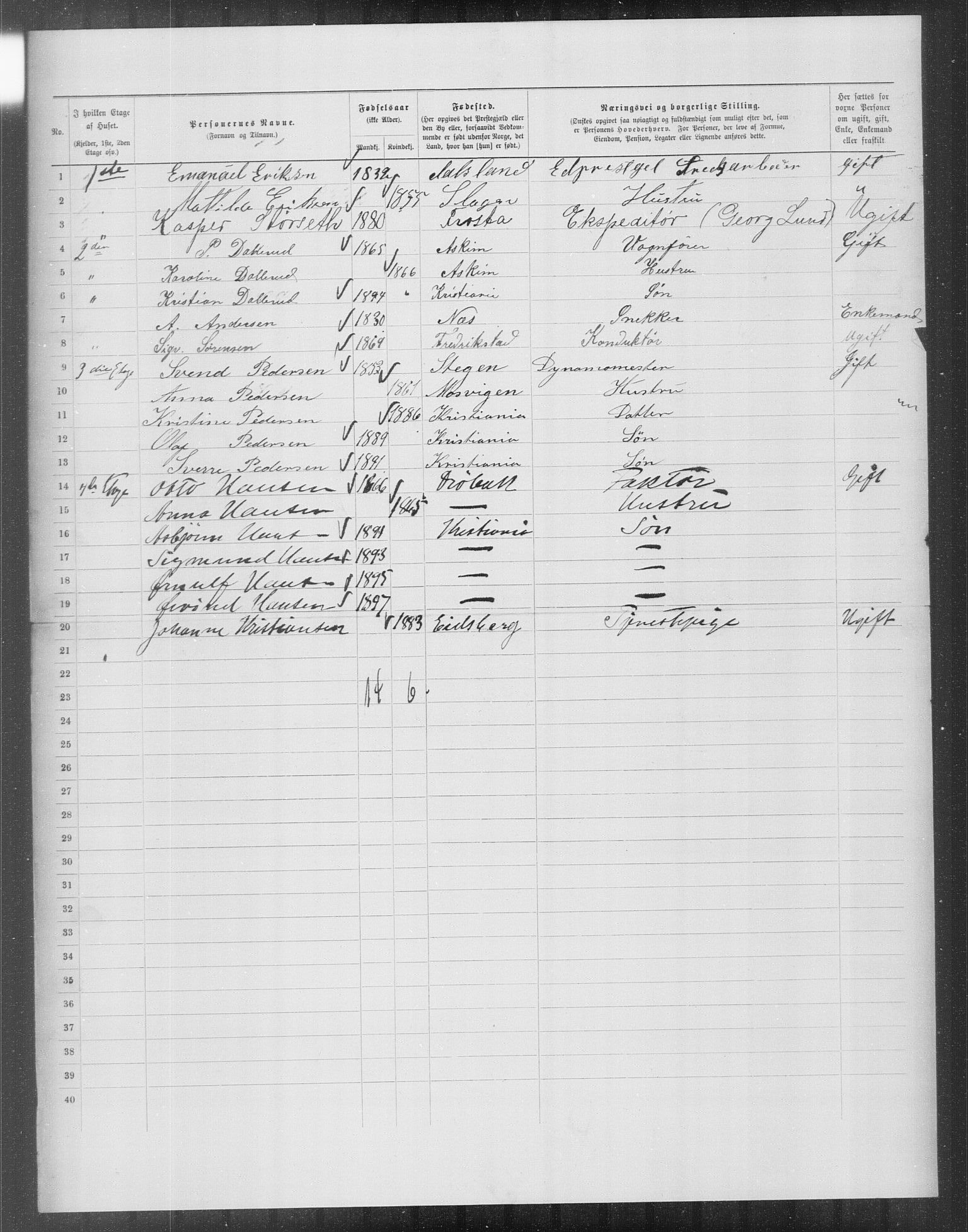 OBA, Municipal Census 1899 for Kristiania, 1899, p. 13000