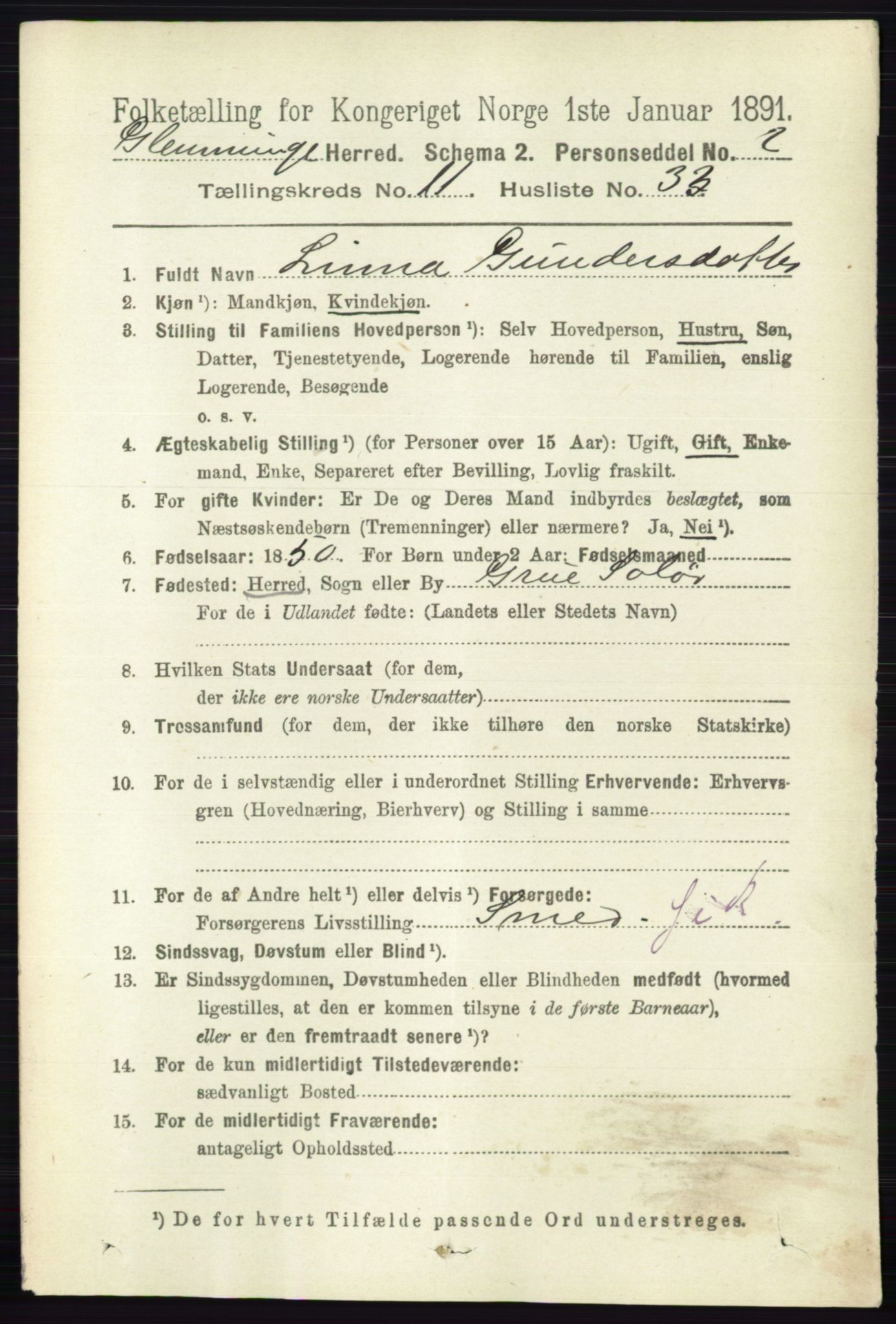 RA, 1891 census for 0132 Glemmen, 1891, p. 10785