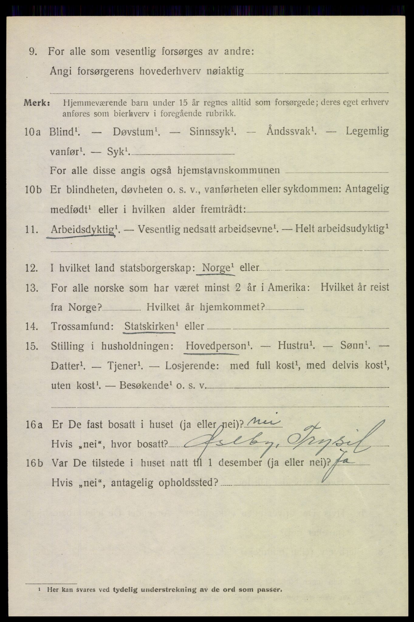 SAH, 1920 census for Trysil, 1920, p. 12708