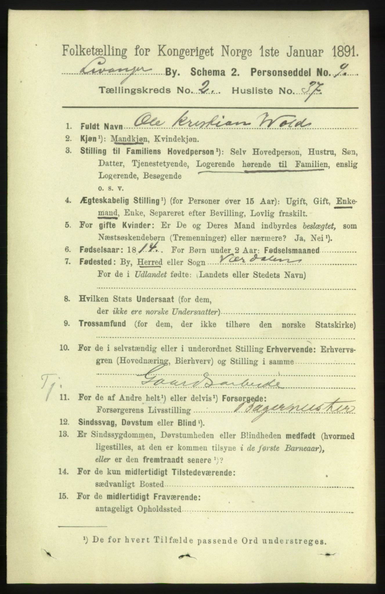 RA, 1891 census for 1701 Levanger, 1891, p. 789