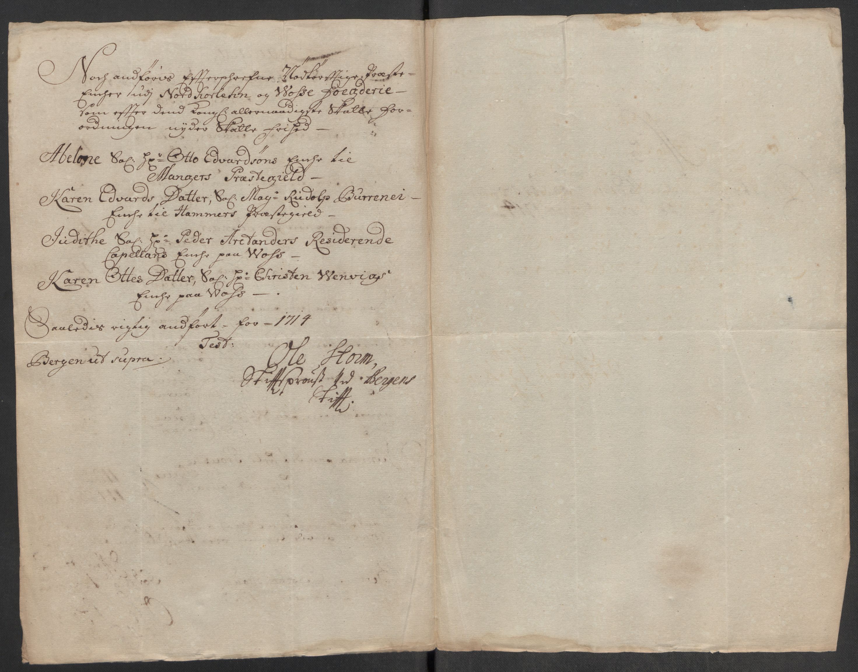 Rentekammeret inntil 1814, Reviderte regnskaper, Fogderegnskap, AV/RA-EA-4092/R51/L3197: Fogderegnskap Nordhordland og Voss, 1714, p. 145