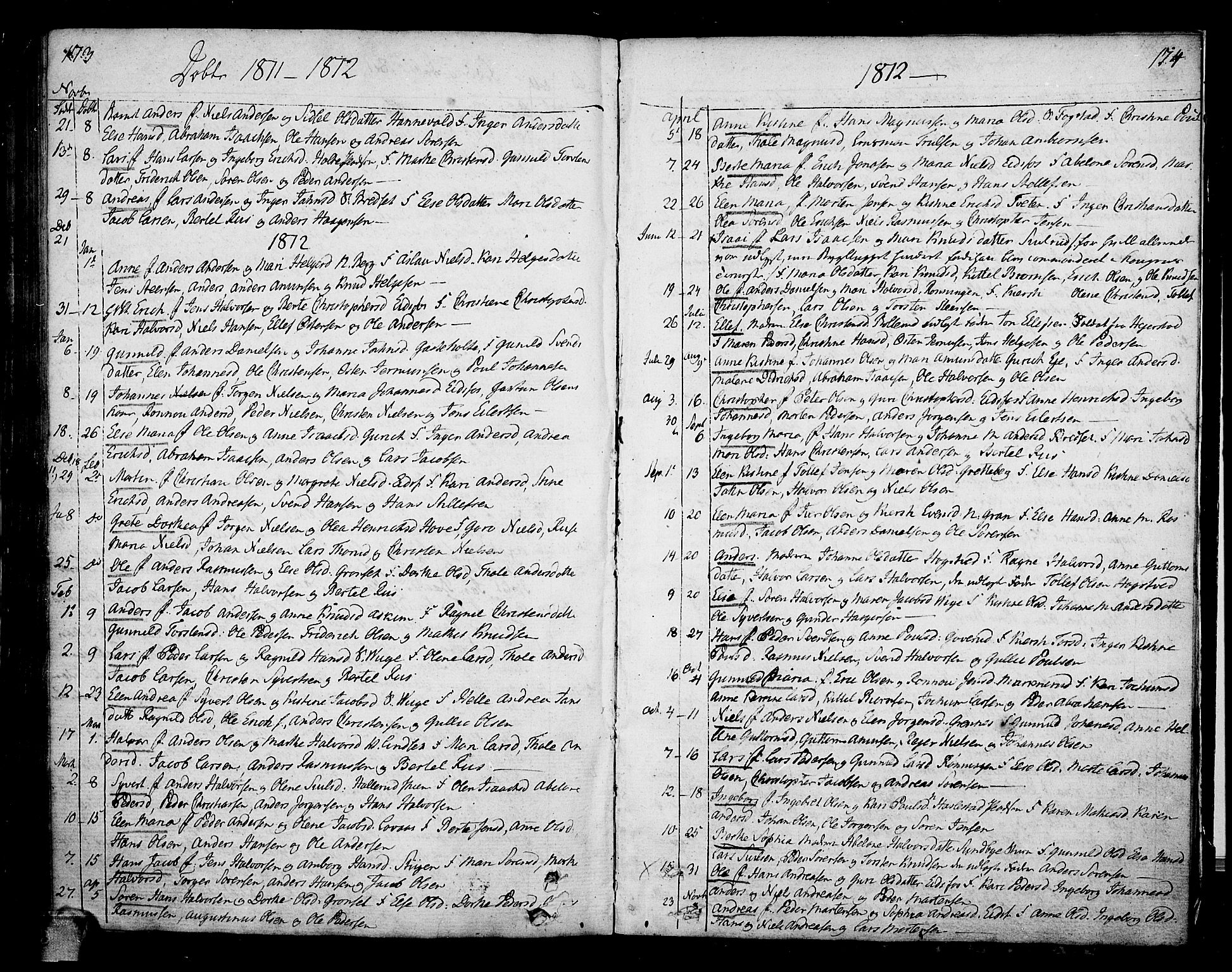 Hof kirkebøker, SAKO/A-64/F/Fa/L0003: Parish register (official) no. I 3, 1782-1814, p. 173-174