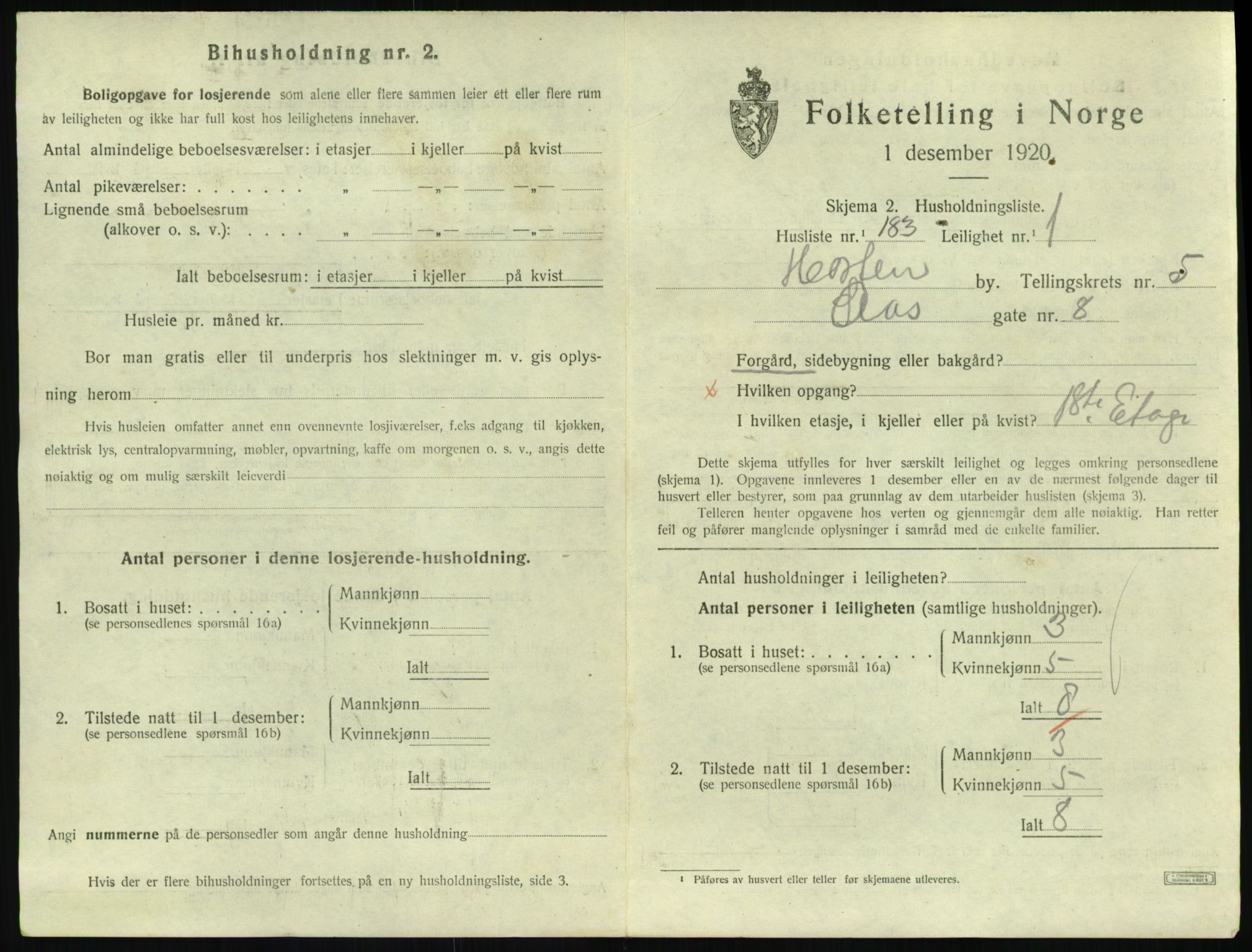 SAKO, 1920 census for Horten, 1920, p. 6289