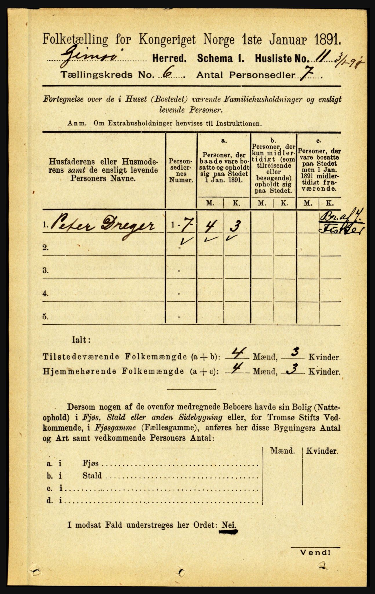 RA, 1891 census for 1864 Gimsøy, 1891, p. 980