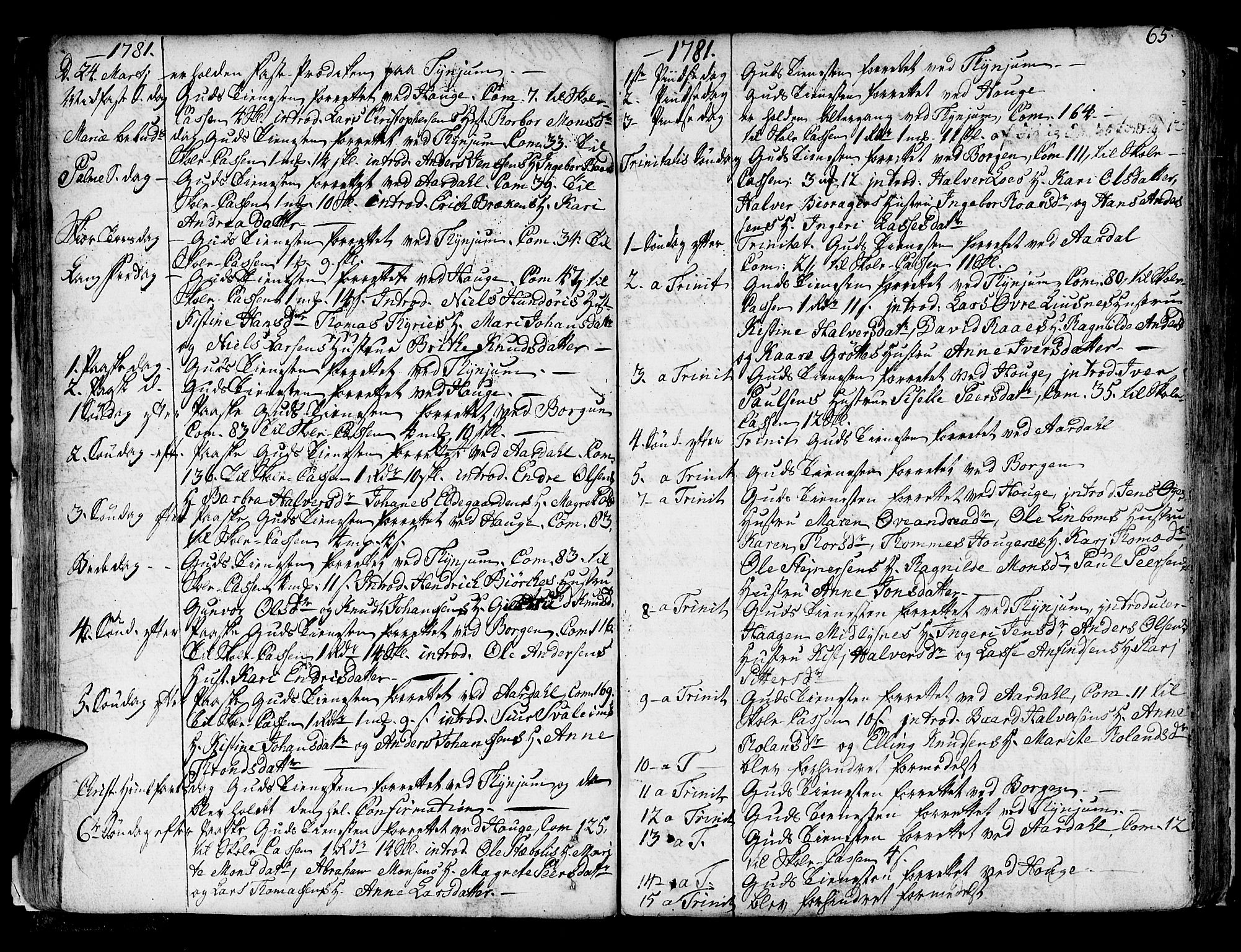 Lærdal sokneprestembete, SAB/A-81201: Parish register (official) no. A 2, 1752-1782, p. 65