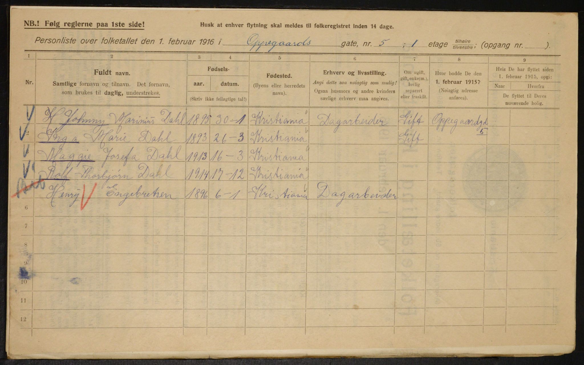 OBA, Municipal Census 1916 for Kristiania, 1916, p. 77633