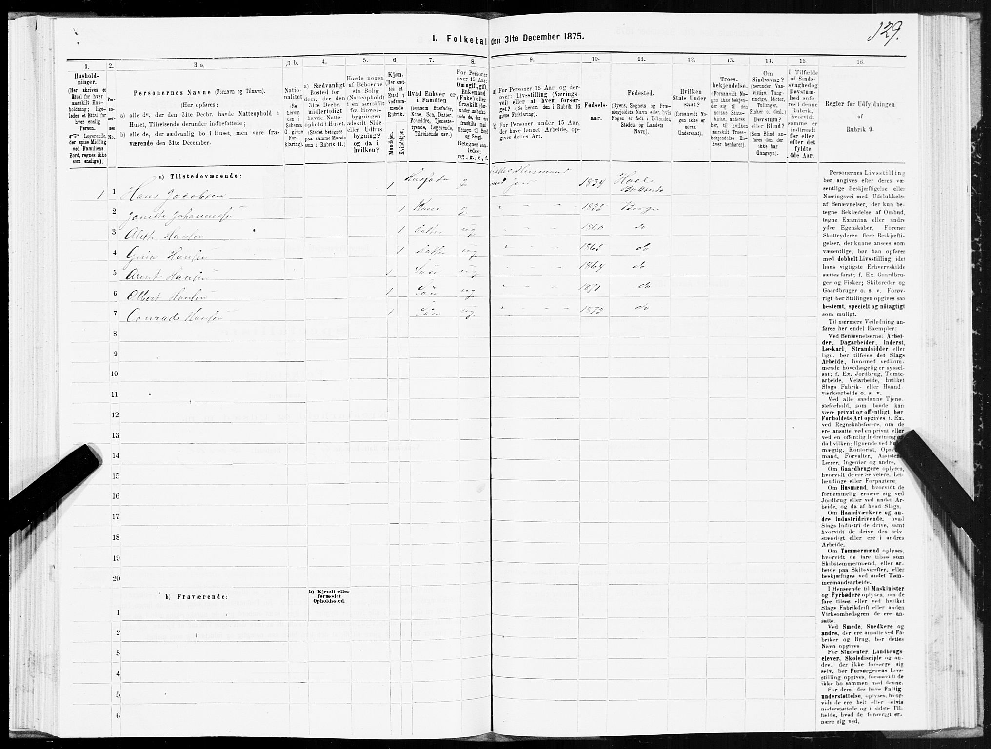 SAT, 1875 census for 1862P Borge, 1875, p. 2129