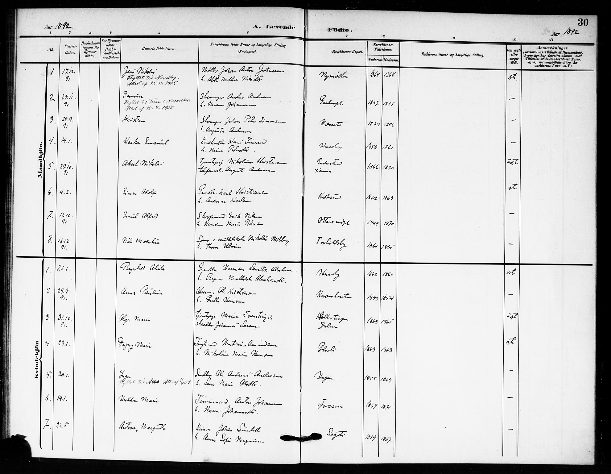 Drøbak prestekontor Kirkebøker, AV/SAO-A-10142a/F/Fc/L0001: Parish register (official) no. III 1, 1871-1900, p. 30