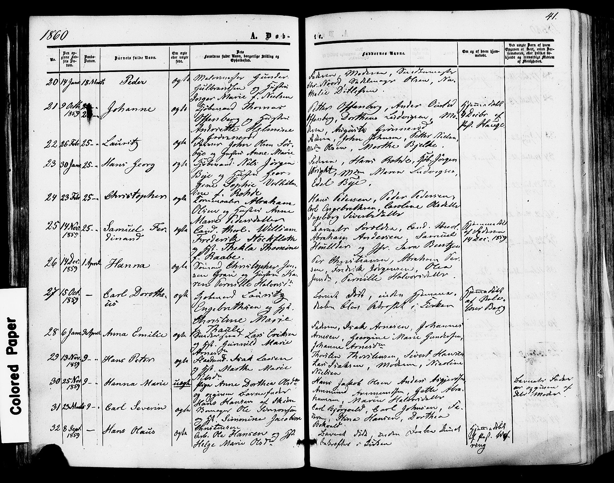 Skien kirkebøker, AV/SAKO-A-302/F/Fa/L0007: Parish register (official) no. 7, 1856-1865, p. 41