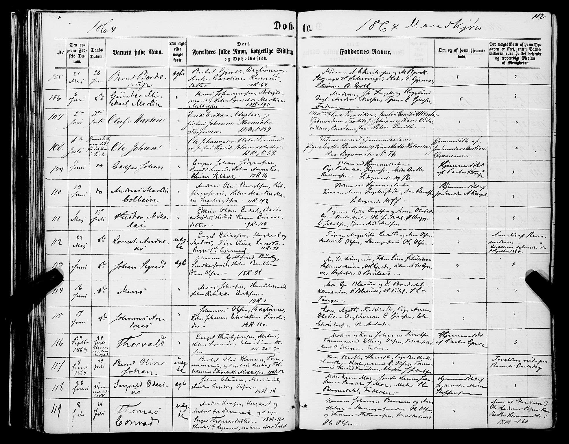Domkirken sokneprestembete, SAB/A-74801/H/Haa/L0021: Parish register (official) no. B 4, 1859-1871, p. 112