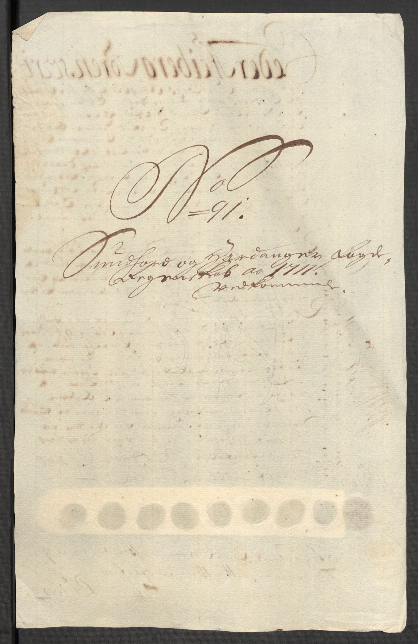 Rentekammeret inntil 1814, Reviderte regnskaper, Fogderegnskap, AV/RA-EA-4092/R48/L2987: Fogderegnskap Sunnhordland og Hardanger, 1711, p. 326