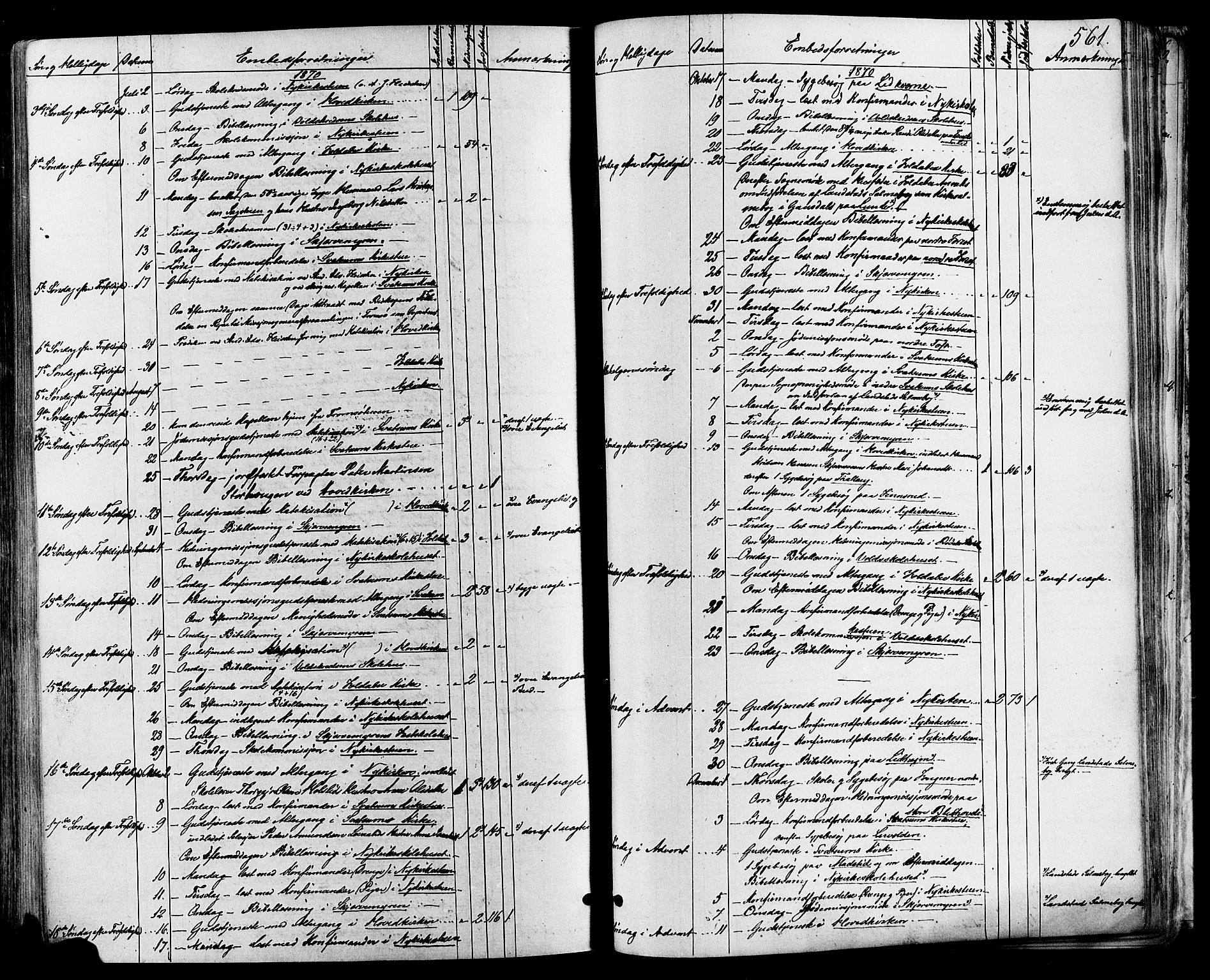 Gausdal prestekontor, SAH/PREST-090/H/Ha/Haa/L0010: Parish register (official) no. 10, 1867-1886, p. 561