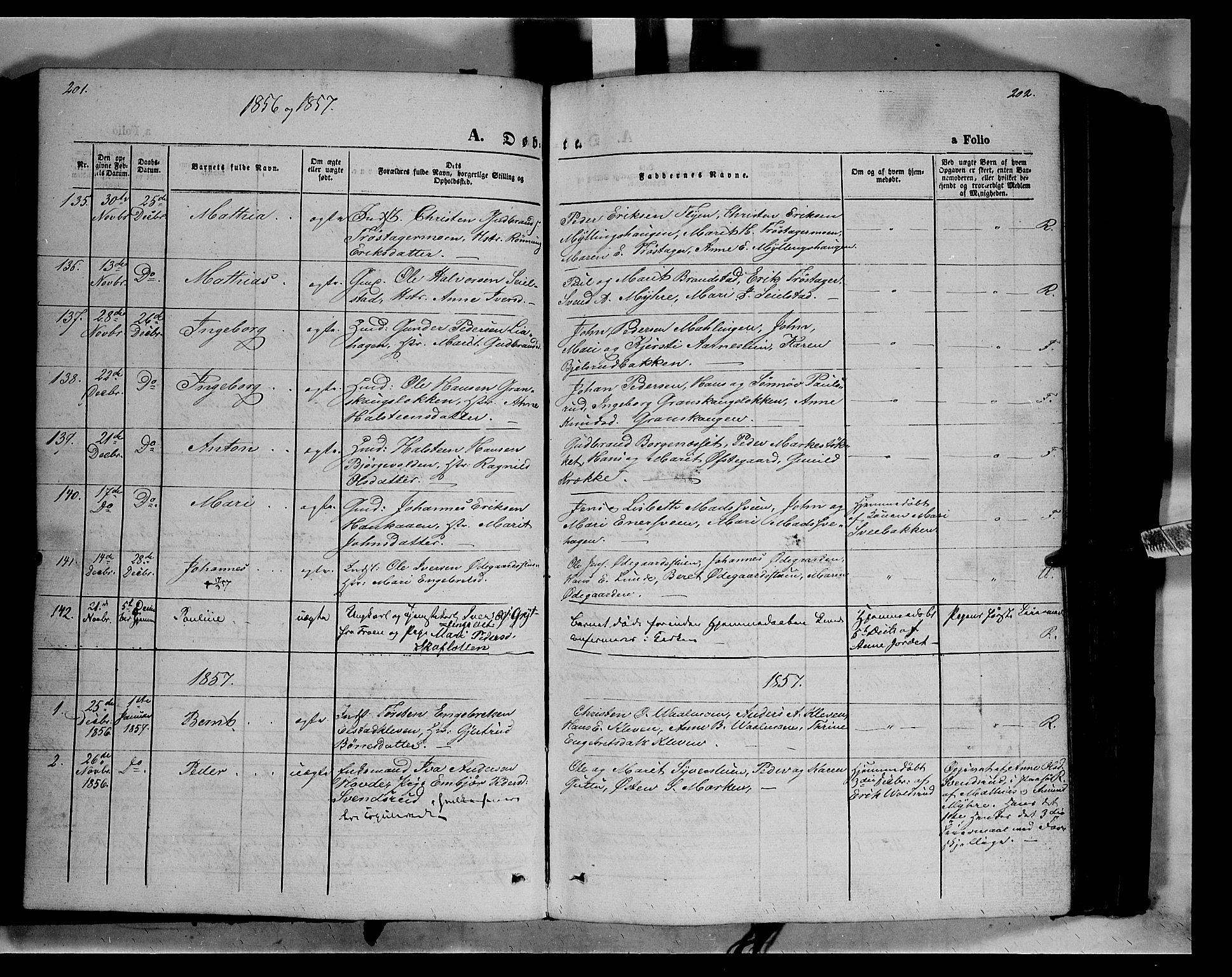 Ringebu prestekontor, SAH/PREST-082/H/Ha/Haa/L0006: Parish register (official) no. 6, 1848-1859, p. 201-202