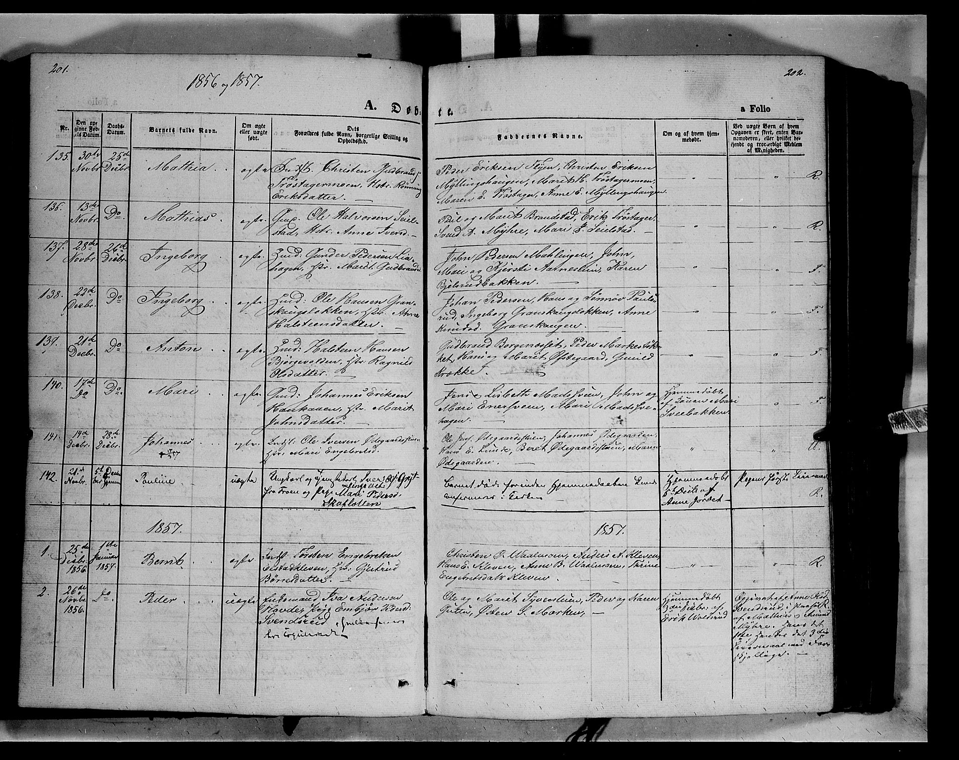 Ringebu prestekontor, AV/SAH-PREST-082/H/Ha/Haa/L0006: Parish register (official) no. 6, 1848-1859, p. 201-202