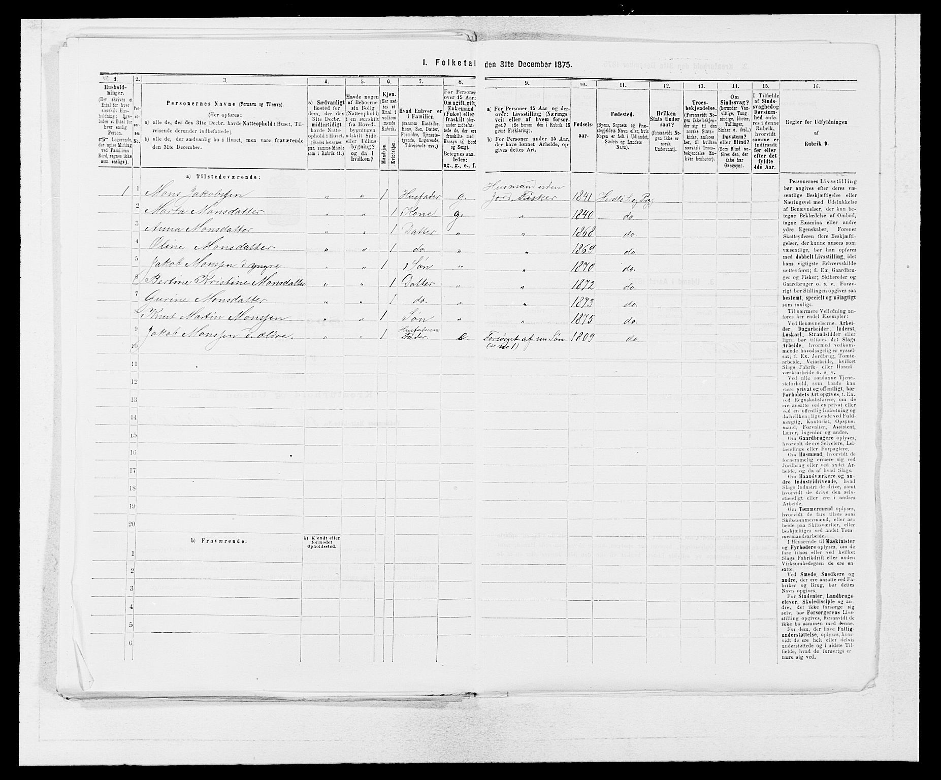 SAB, 1875 census for 1258P Herdla, 1875, p. 310