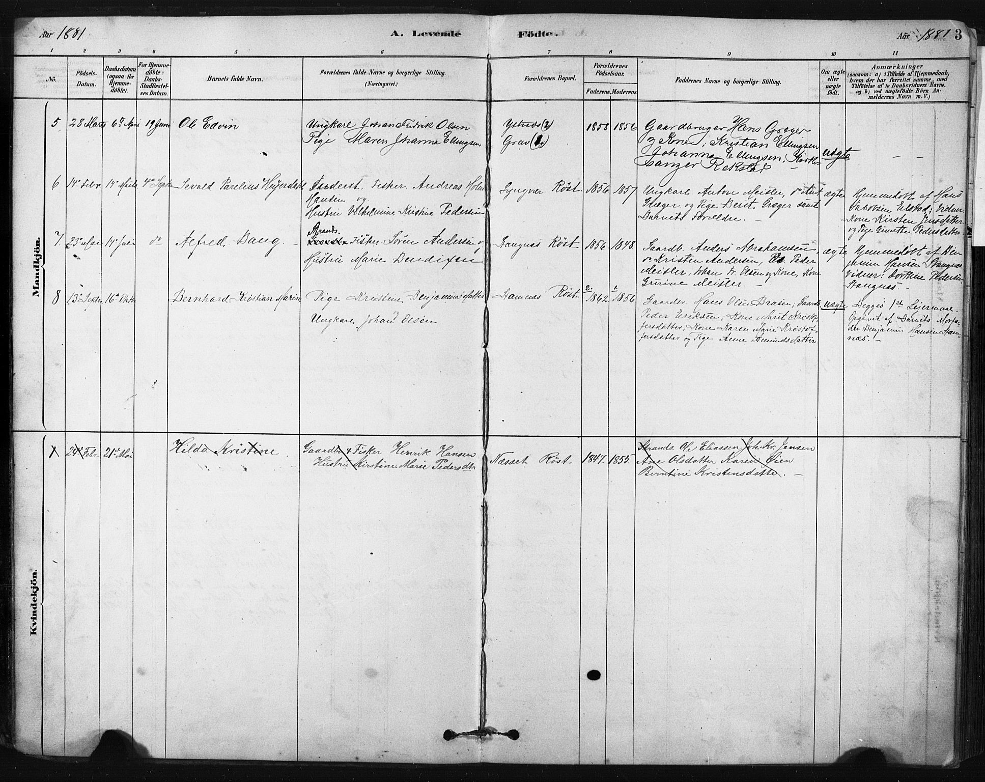 Ministerialprotokoller, klokkerbøker og fødselsregistre - Nordland, AV/SAT-A-1459/808/L0128: Parish register (official) no. 808A01, 1880-1902, p. 3