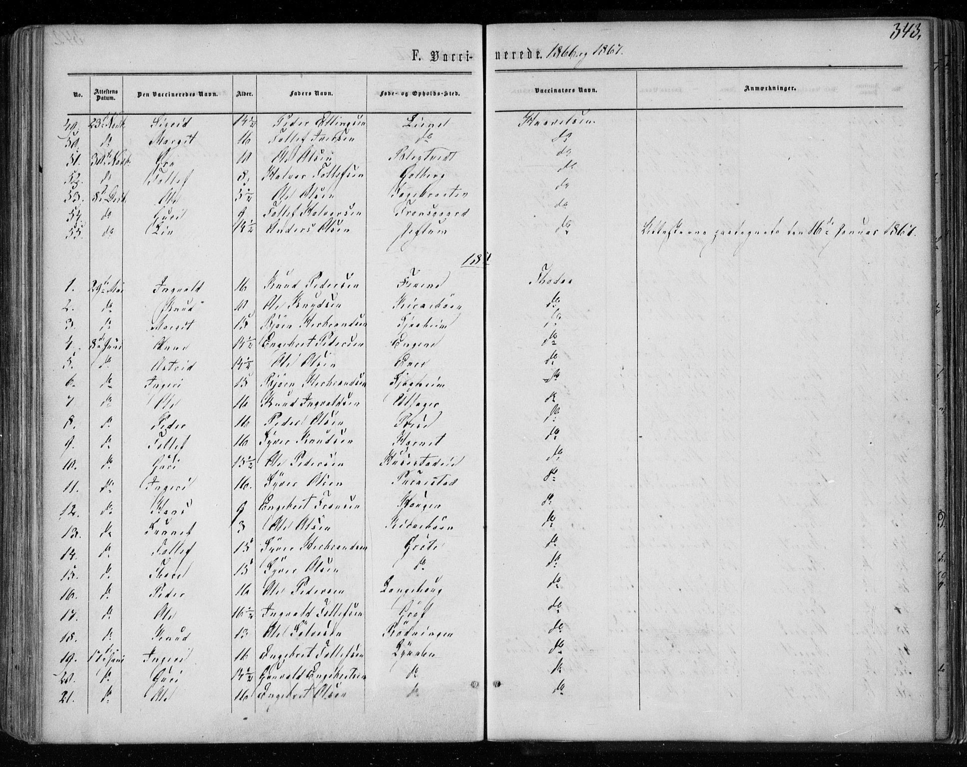 Gol kirkebøker, AV/SAKO-A-226/F/Fa/L0003: Parish register (official) no. I 3, 1863-1875, p. 343