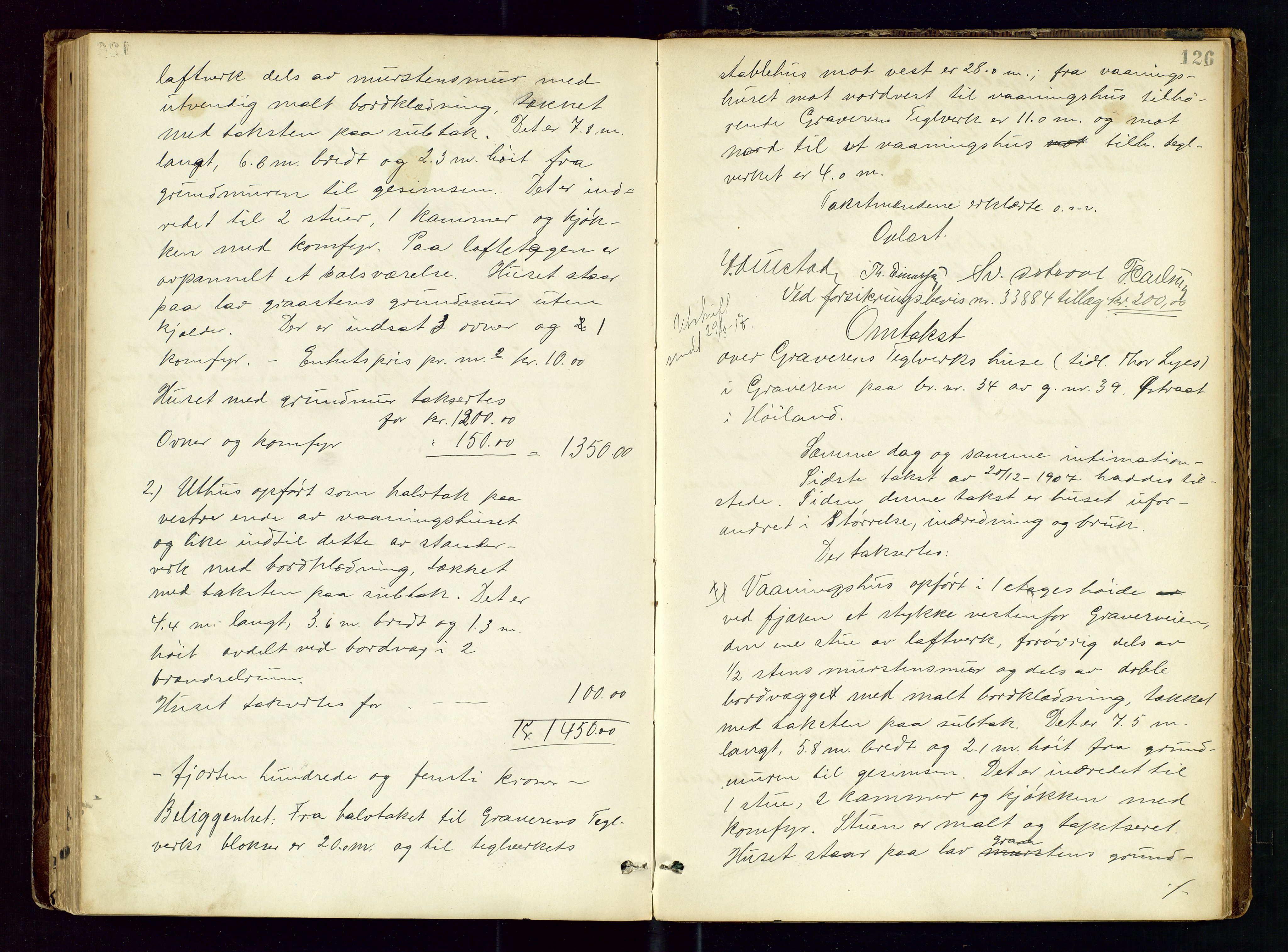 Høyland/Sandnes lensmannskontor, AV/SAST-A-100166/Goa/L0002: "Brandtaxtprotokol for Landafdelingen i Høiland", 1880-1917, p. 125b-126a