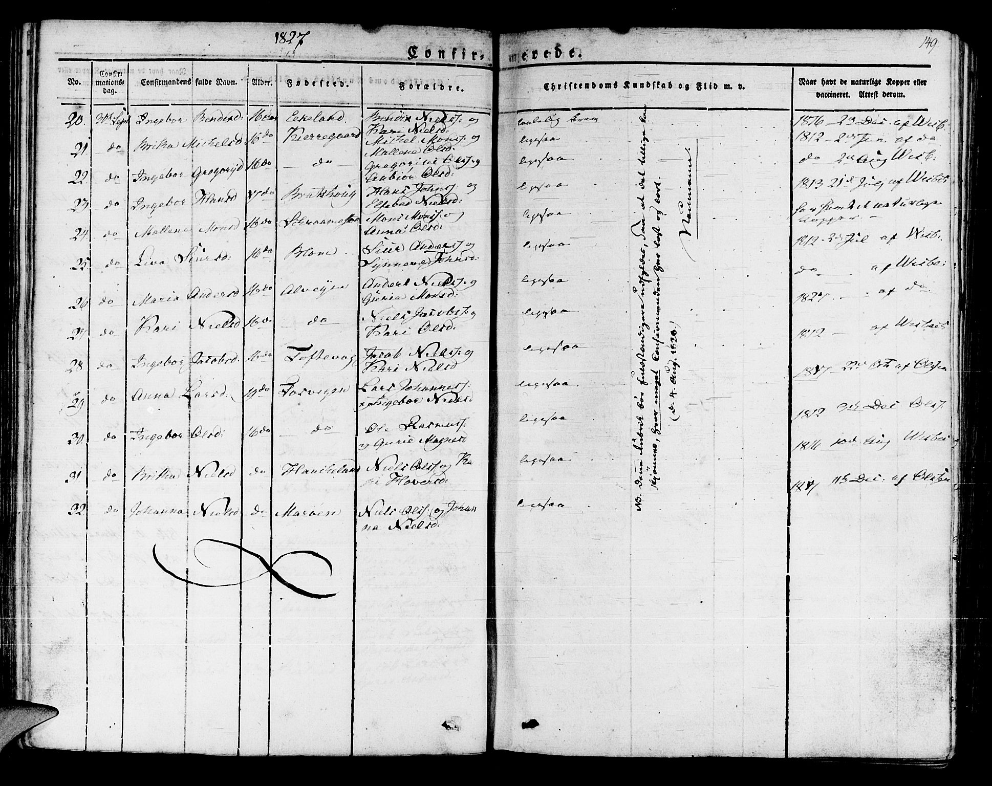 Manger sokneprestembete, AV/SAB-A-76801/H/Haa: Parish register (official) no. A 4, 1824-1838, p. 149