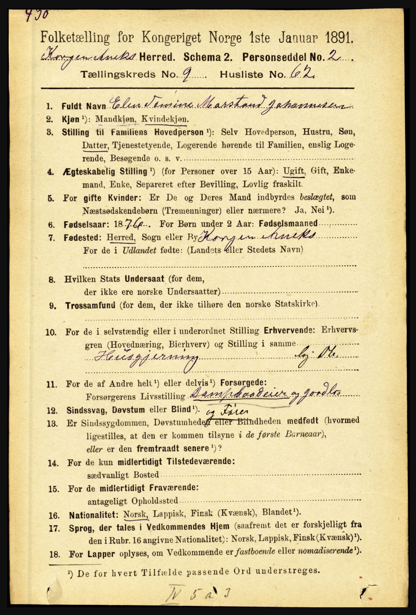 RA, 1891 census for 1832 Hemnes, 1891, p. 4730