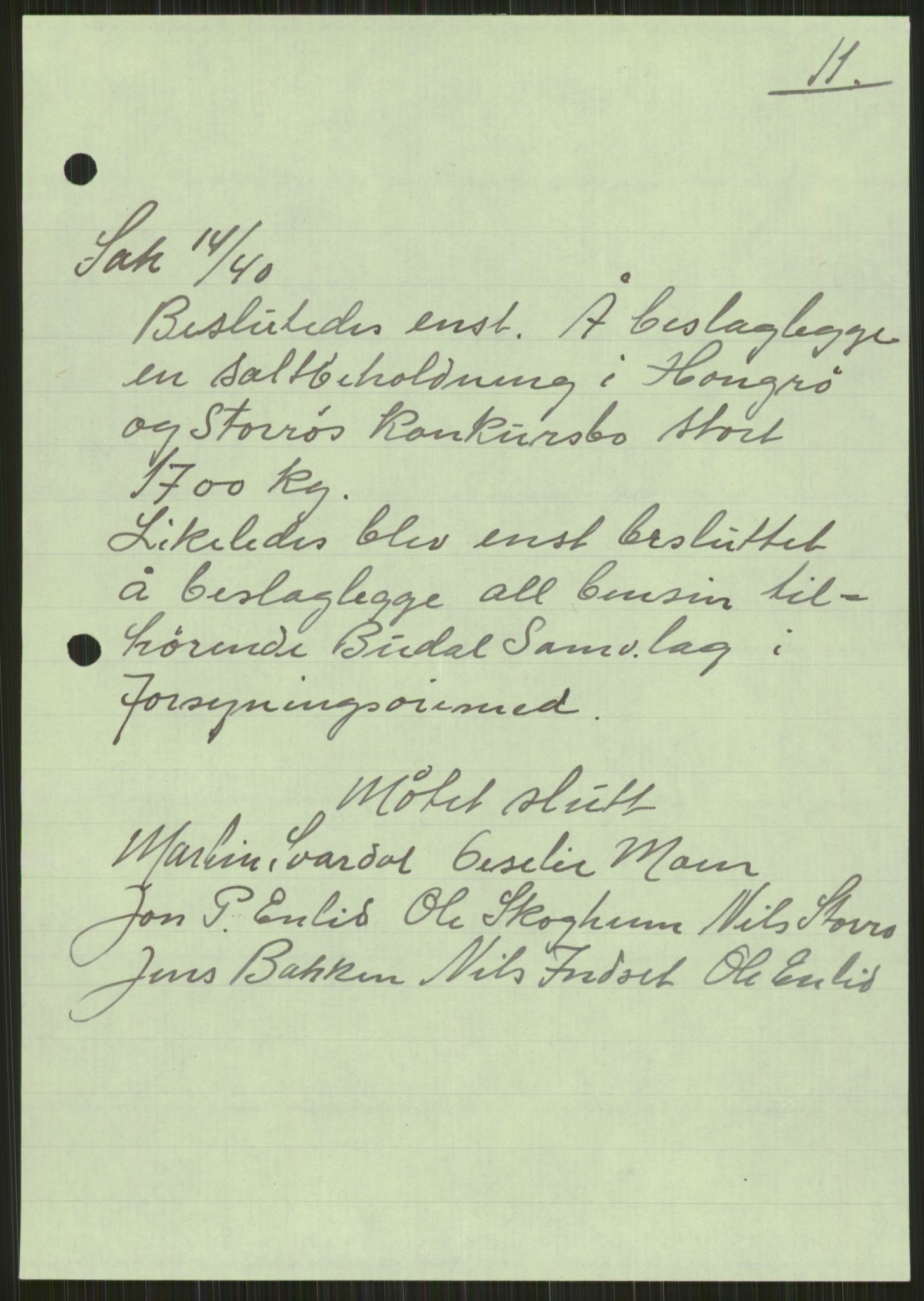 Forsvaret, Forsvarets krigshistoriske avdeling, AV/RA-RAFA-2017/Y/Ya/L0016: II-C-11-31 - Fylkesmenn.  Rapporter om krigsbegivenhetene 1940., 1940, p. 147