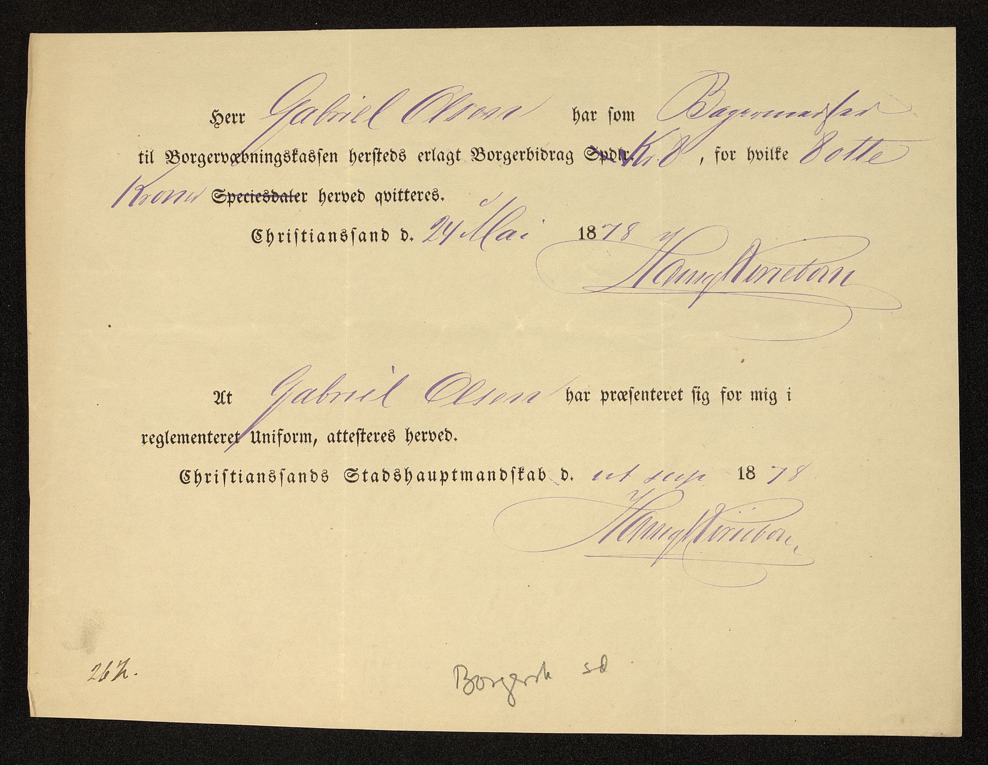 Kristiansand By - Magistraten, ARKSOR/1001KG122/G/Gc/L0009: Borgerbrev, 1877-1901