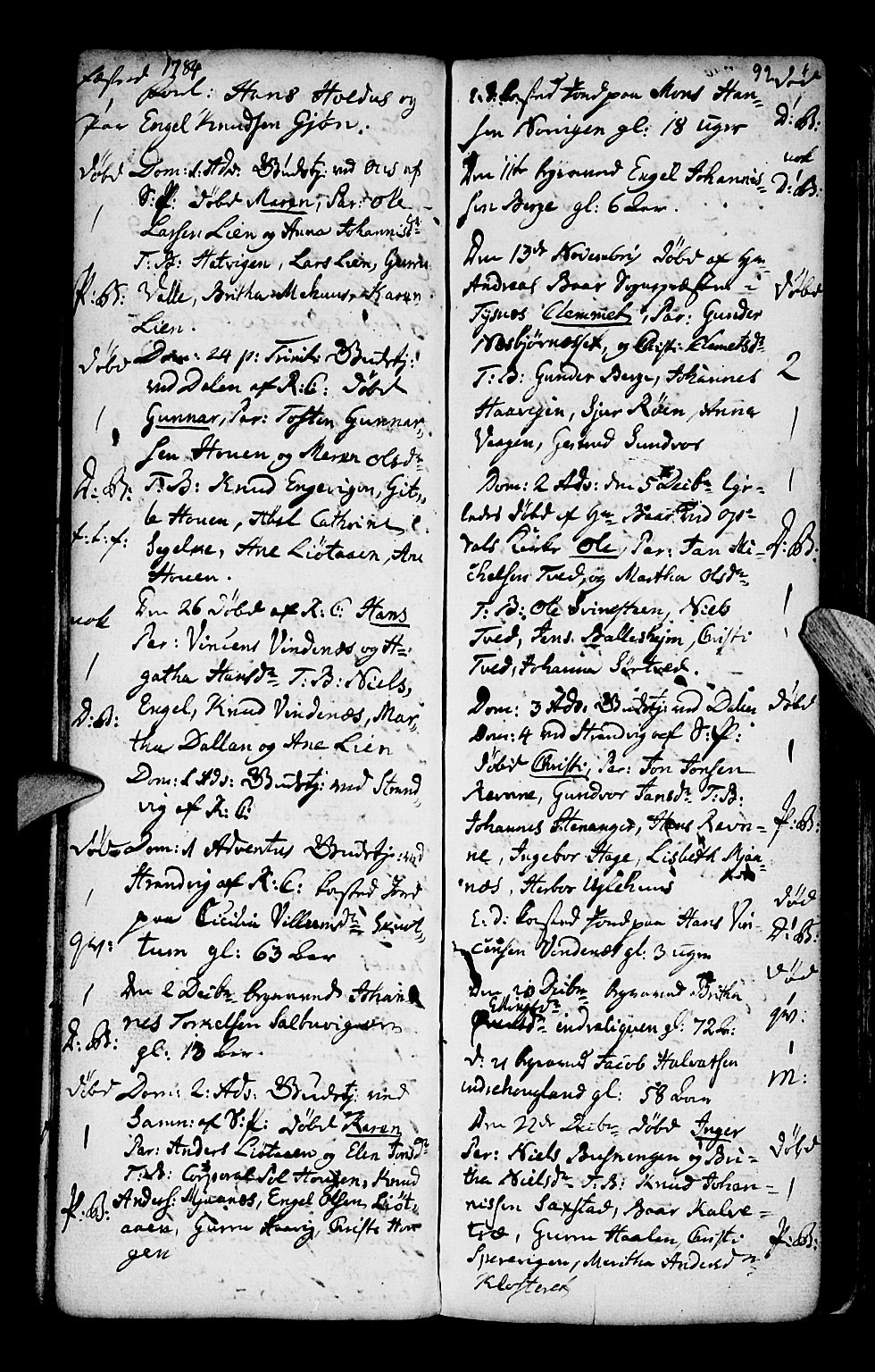 Os sokneprestembete, AV/SAB-A-99929: Parish register (official) no. A 10, 1779-1788, p. 92