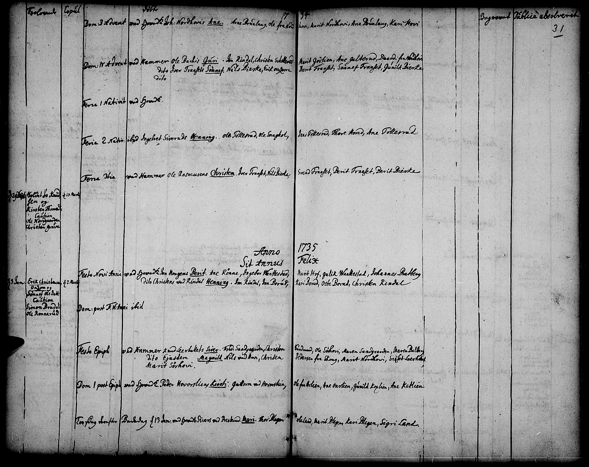 Fåberg prestekontor, SAH/PREST-086/H/Ha/Haa/L0001: Parish register (official) no. 1, 1727-1775, p. 31