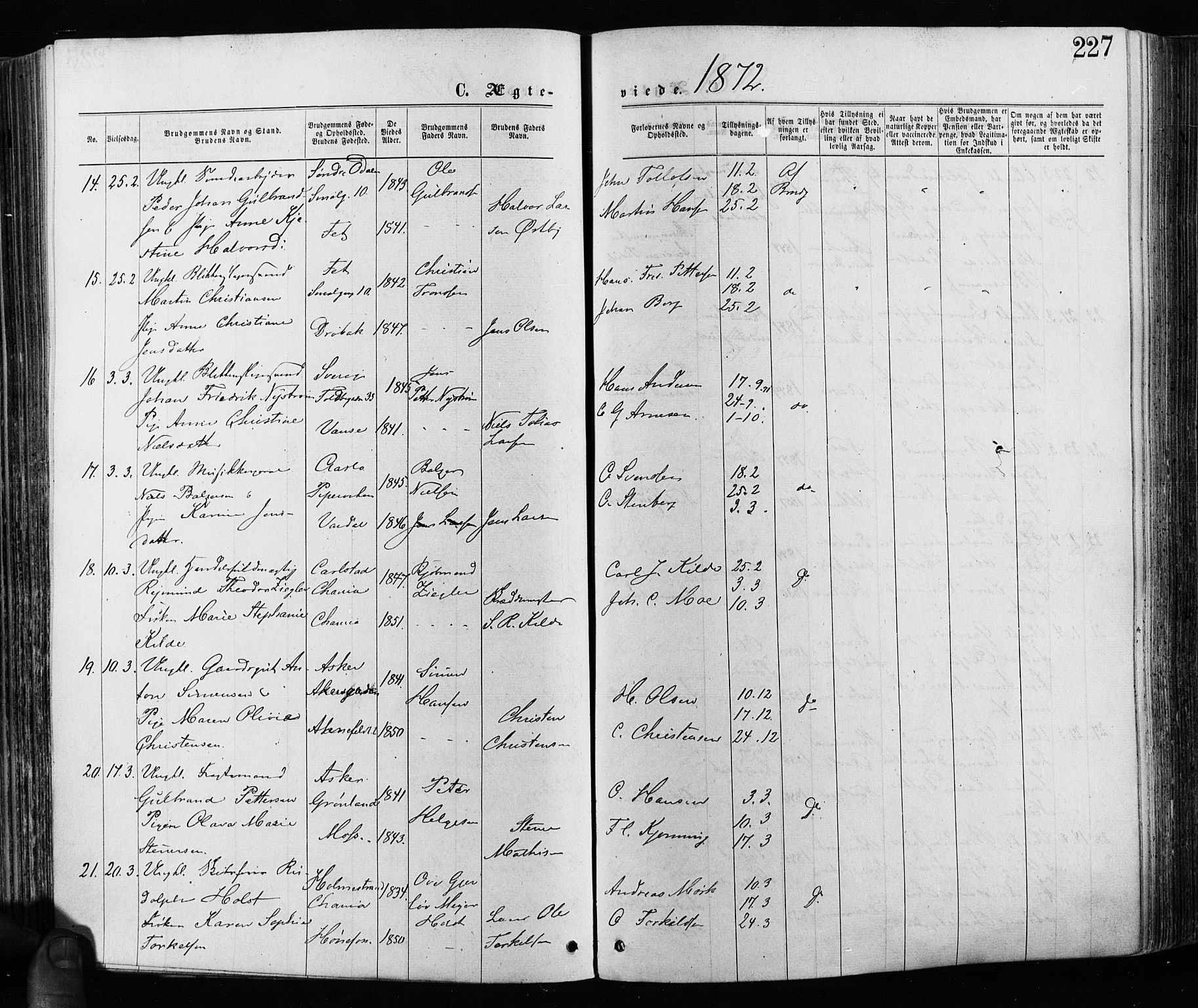 Grønland prestekontor Kirkebøker, AV/SAO-A-10848/F/Fa/L0005: Parish register (official) no. 5, 1869-1880, p. 227