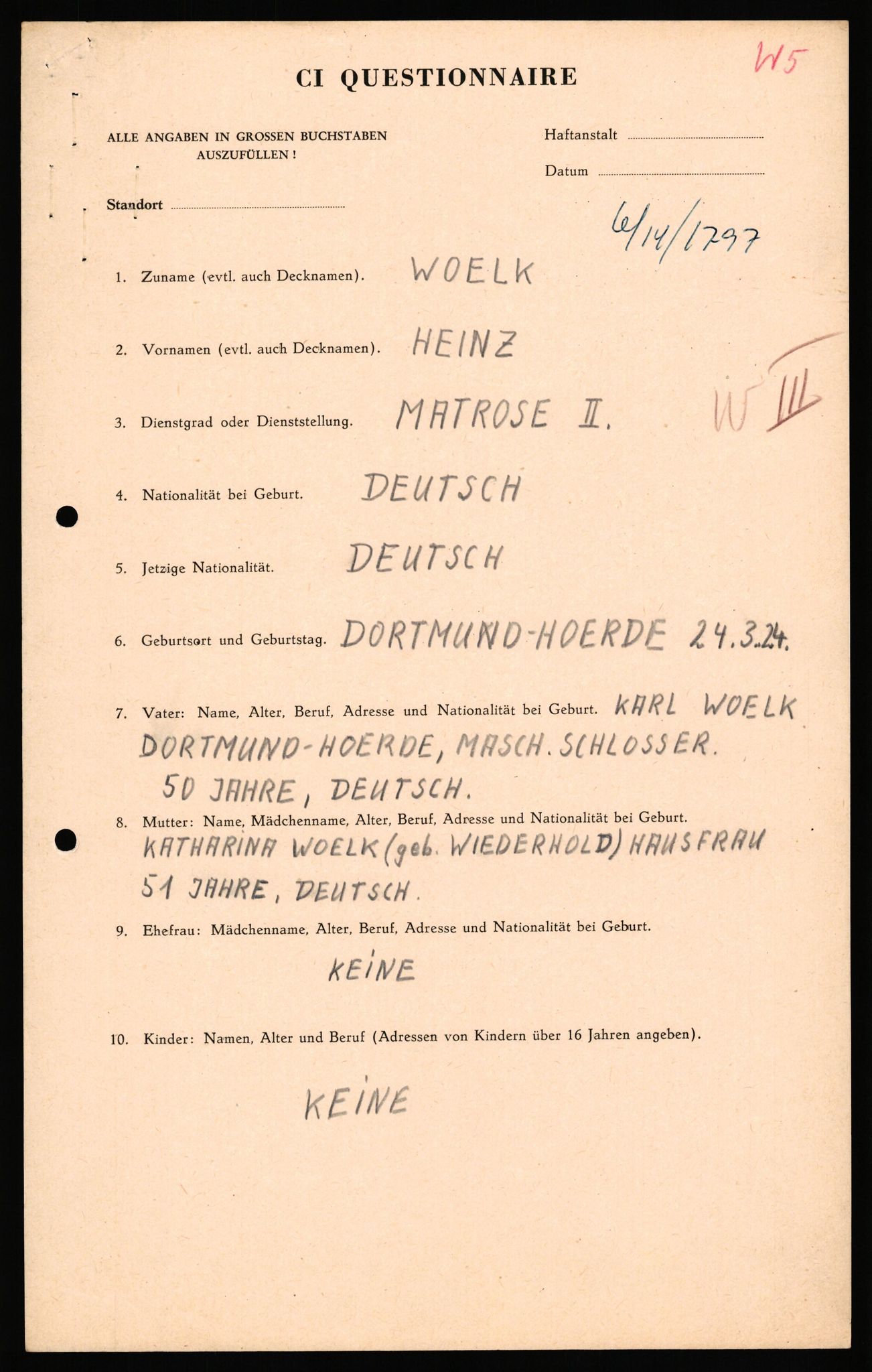 Forsvaret, Forsvarets overkommando II, AV/RA-RAFA-3915/D/Db/L0036: CI Questionaires. Tyske okkupasjonsstyrker i Norge. Tyskere., 1945-1946, p. 387